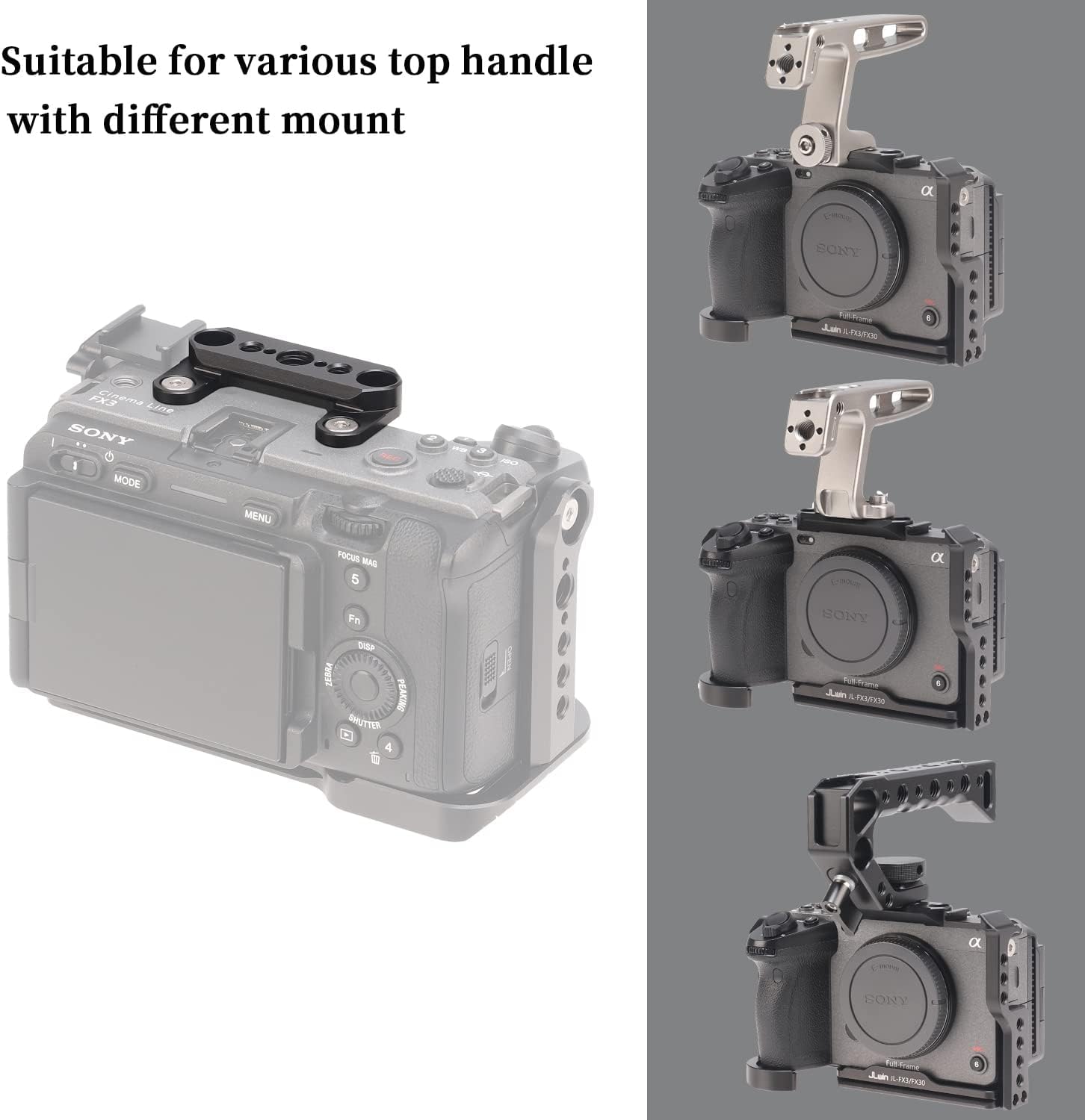 Hersmay Adaptateur Support Caméra NATO Pour Sony FX3 FX30 - Rail Avec Fixation 1/4 Et 3/8