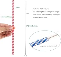 Vista 2 de Dakoufish Focos de plástico reutilizables y gruesos, de plástico, 12 piezas de 9 pulgadas, sin BPA, pajillas Mason Jar transparentes, a rayas, 6