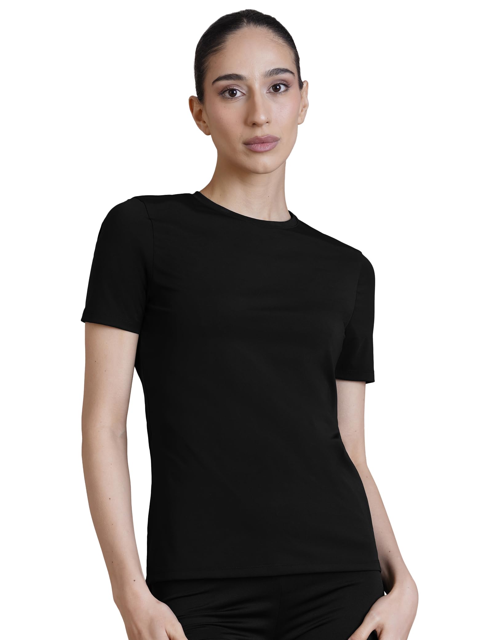 Camiseta deportiva para mujer de corte ajustado que absorbe la humedad, ligera, para gimnasio, yoga y correr, transpirable, dobladillo con abertura lateral, cómoda ropa de entrenamiento para