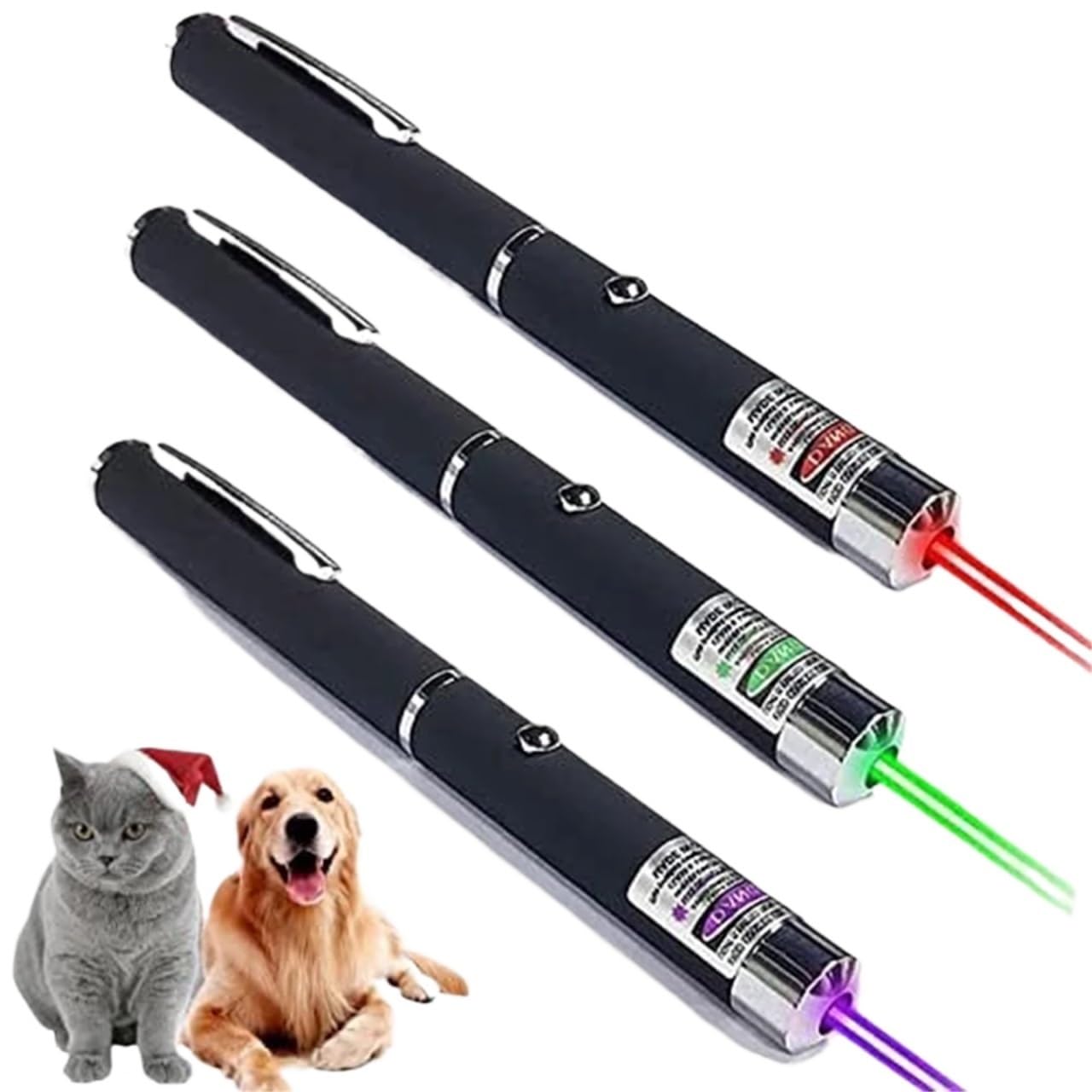 Miunihuooo 2pcs Colorful Cat Training Clicker Toy with Long Range Dot Pointer for Kitten Playtime(Red)