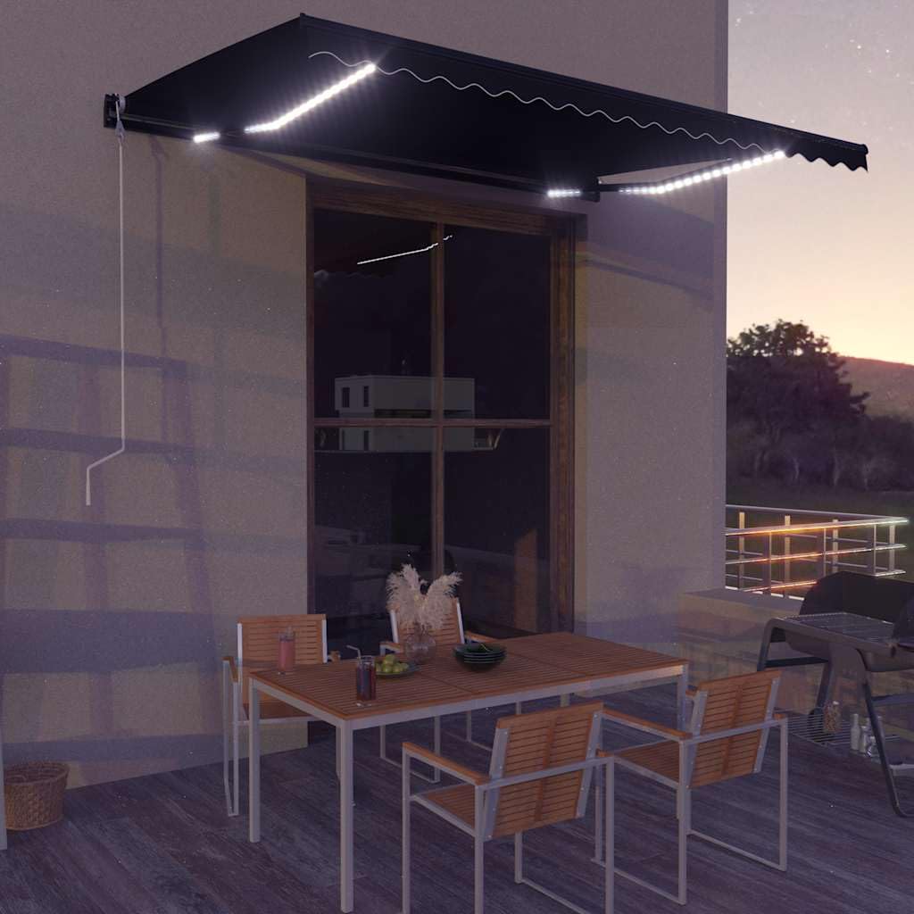 Store extérieur 450x300 cm avec LED auvent manuel rétractable
