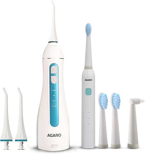 AGARO COSMIC Lite Sonic Electric Toothbrush for Adults with 3Brush Heads, 1Interdental Head, White & AGARO COSMIC PLUS Sonic Electric Tooth Brush…
