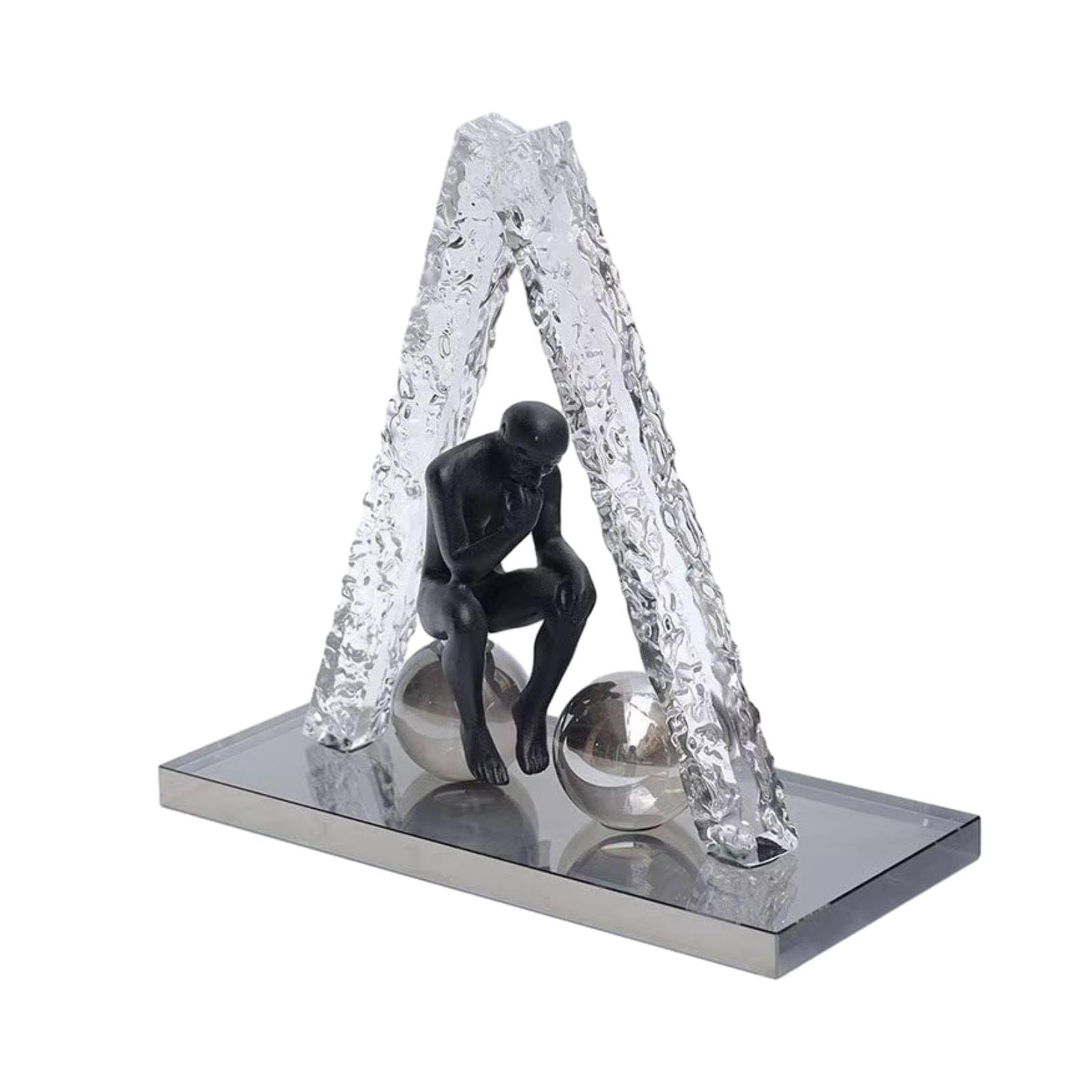 rockible Figura con Base Espejo Minimalista Figura Humana Conceptual Peculiar Estatua para Recibidor