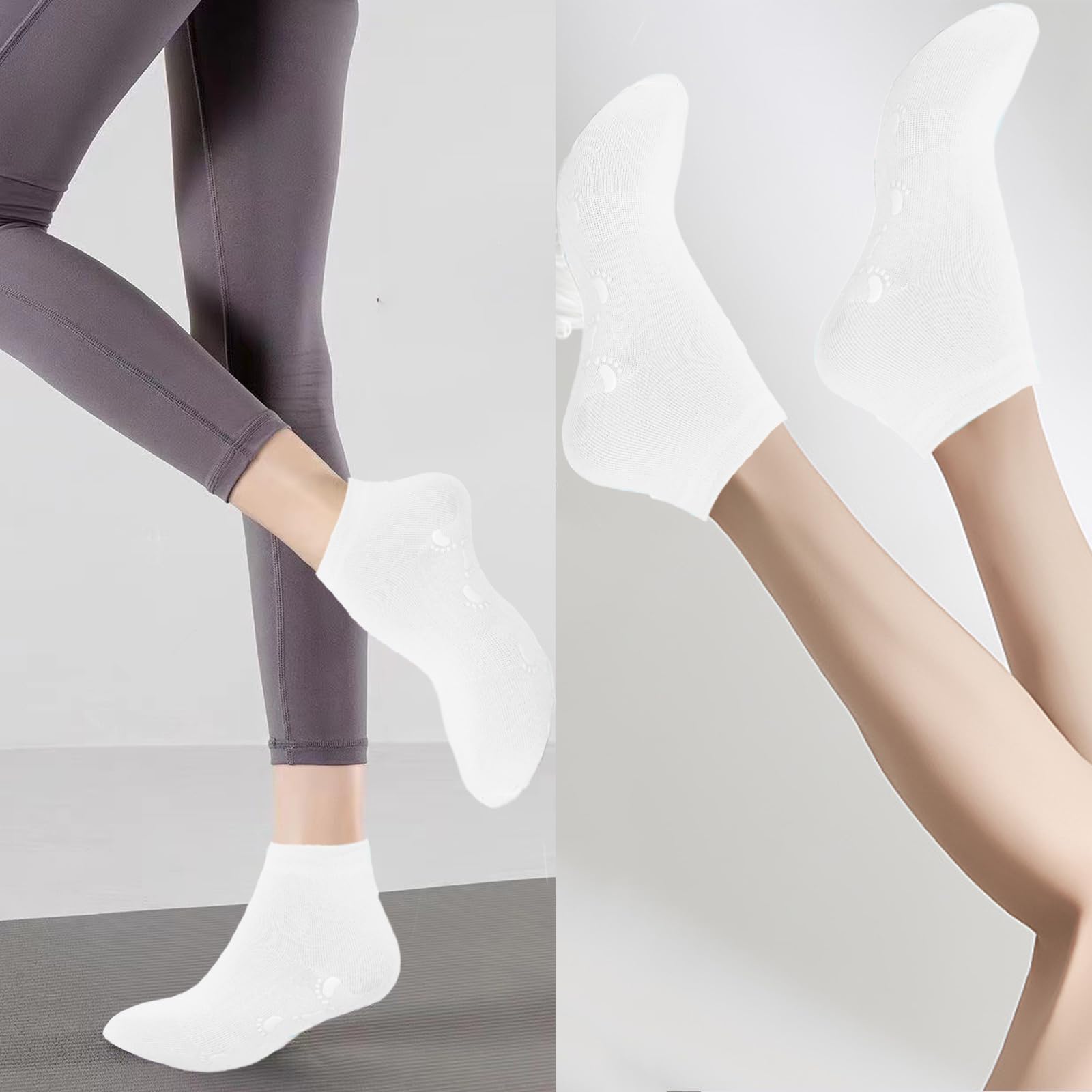 brookhaus 5 Pairs Grip Pilates Socks for Women, Non-slip Yoga Athletic Socks for Barre Ballet Barefoot Workout Hospital