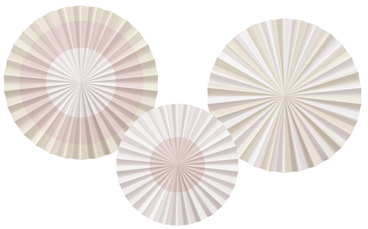 Folat 24326 Pastel Coloured Paper Fan Set Decorative - Playful Powder-3 Pieces Wedding Parties for Festivals, Carnivals, Birthday Decorations, Baby Showers, Pink