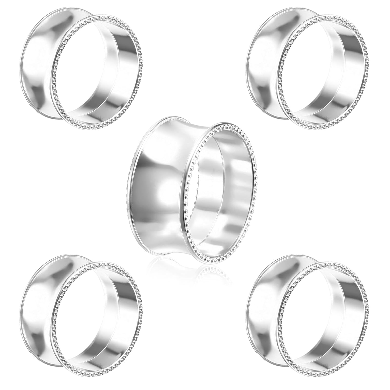 Buxuaaaa Silver 5 Glossy Tone Round Napkin Clips For Upscales Entertaining And Space Saving Storage Solution Festival Tableware Accessories