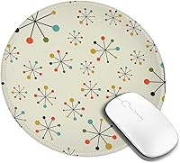 Vista 1 de Mouse Pad Mid Century Fifties Modern Atomic Retro Round Mousepad with Non-Slip Rubber Base and Stitched Edge Mouse Mat for Wireless Computer Laptop