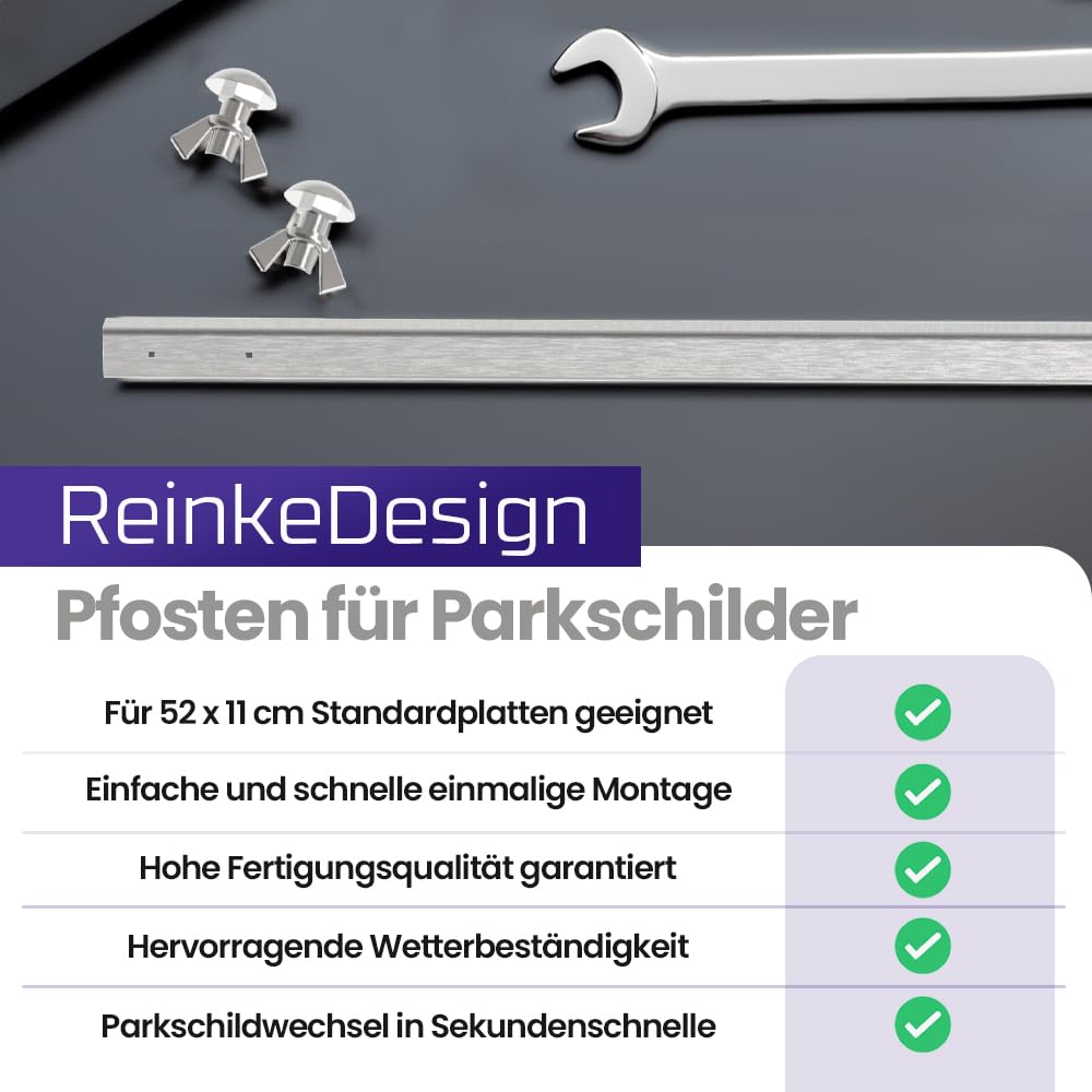 Einschlagpfosten- Erdspieß aus V2A Edelstahl für KFZ-Schilder | Einfache Montage per anschrauben | Witterungsbeständig | Flexible Befestigung | Made in Germany | Inkl. Montagezubehör