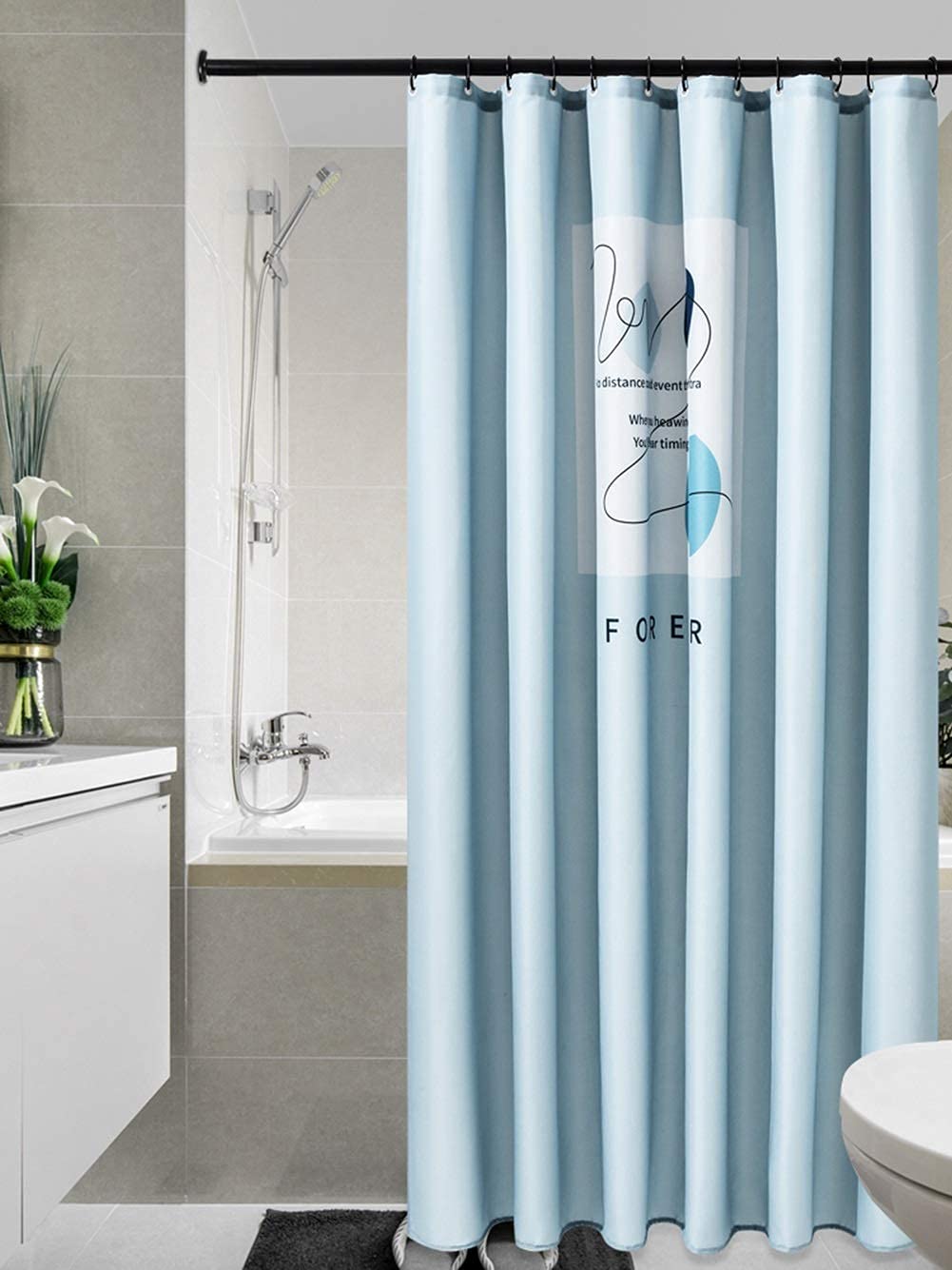 Langer Badvorhang mit neuestem Duschvorhang Schimmelbeständiger wasserdichter 100% Polyester Badezimmervorhang Stilvoller Dekorationsvorhang Duschvorhang (Größe : 180X200cm)