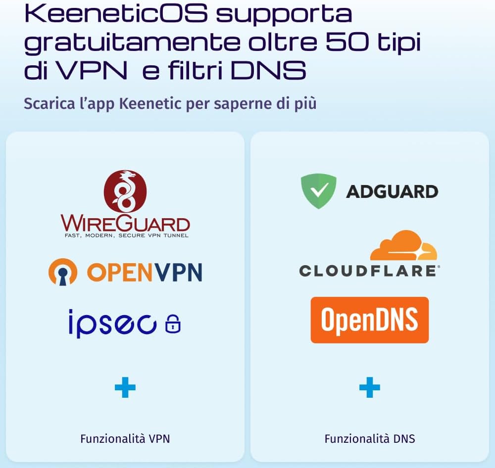 Graphic showing VPN and DNS filter support