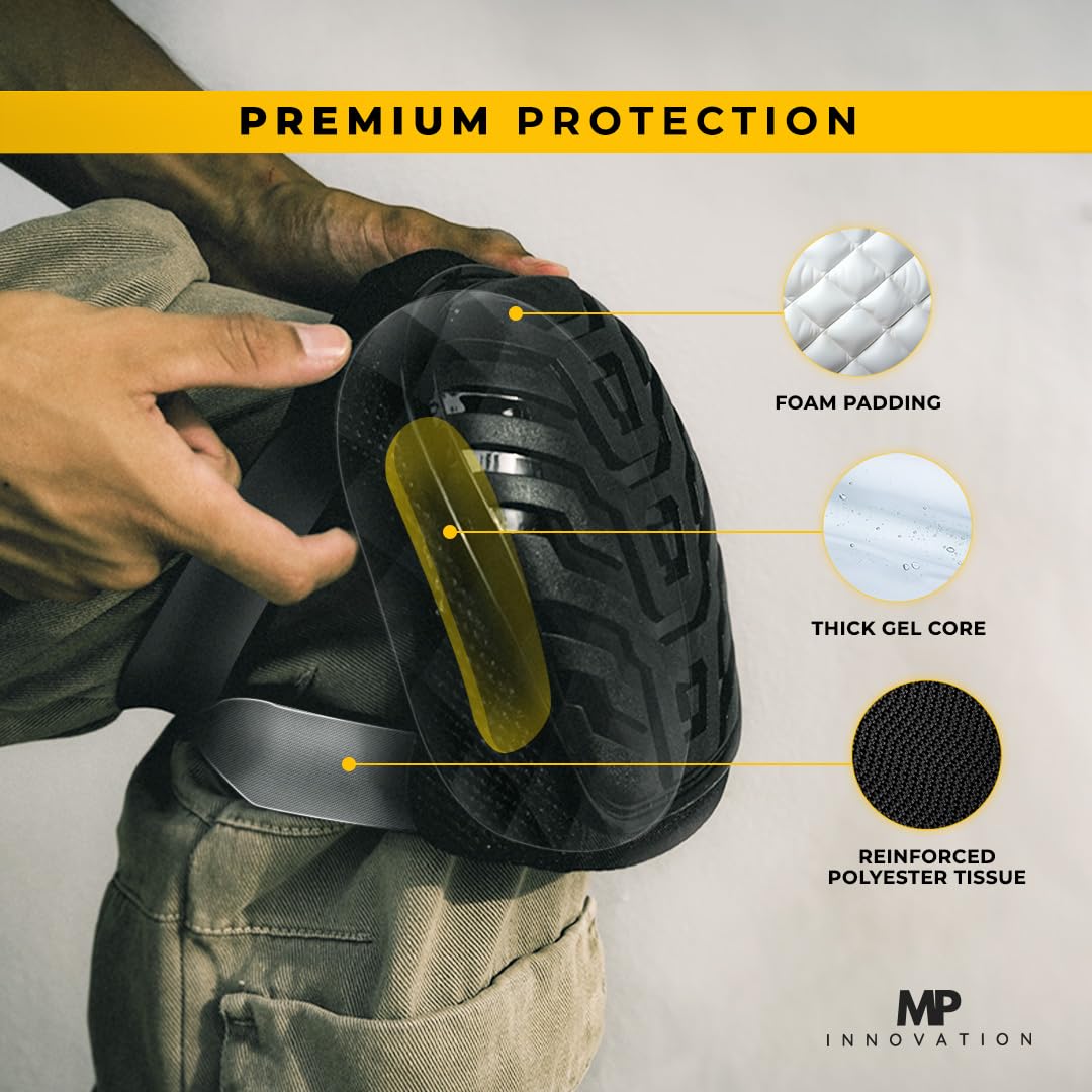 Rodilleras de trabajo para hombres, rodilleras resistentes con espuma suave y correas ajustables, rodilleras de construcción, construcción cómoda, techos, rodilleras de suelo