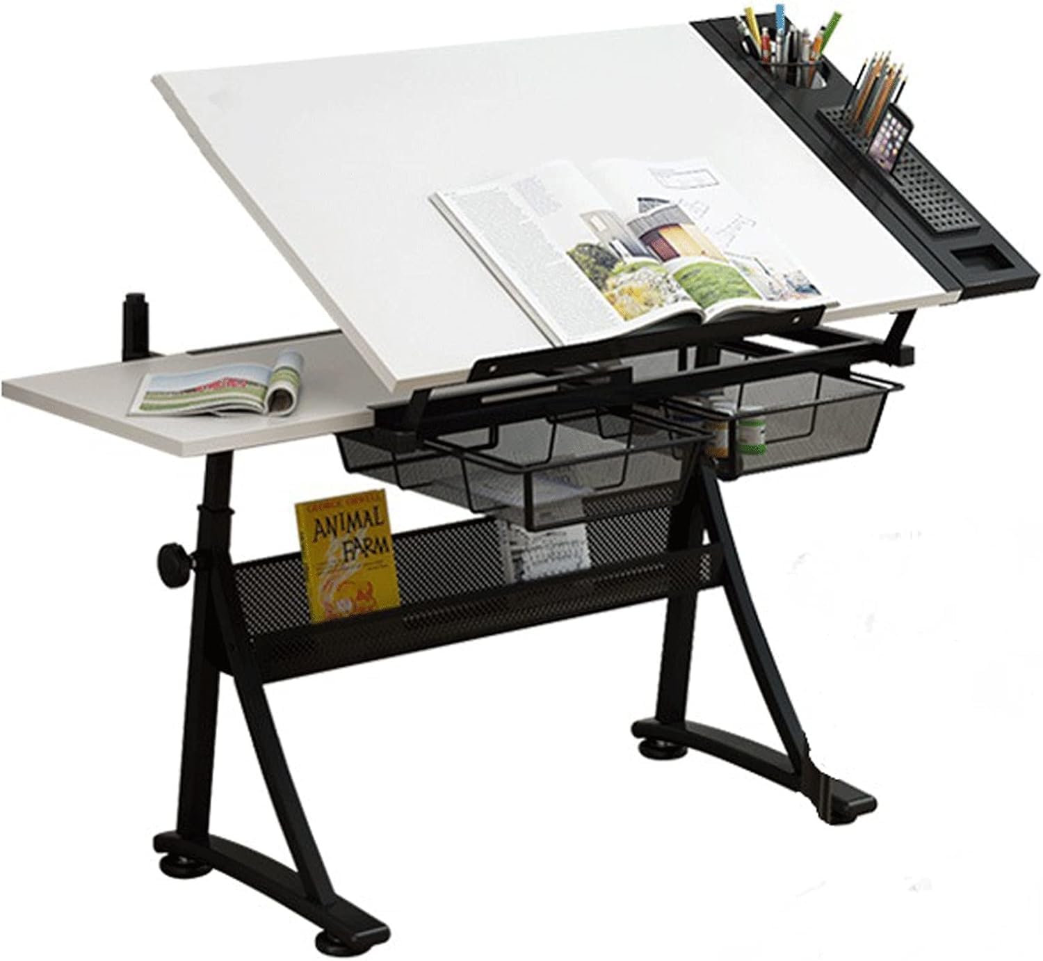 Mesas de dibujo Mesa de arte de dibujo de altura ajustable, escritorio de artista Estación de trabajo de pinturas inclinables con cajón de almacenamiento, estación de trabajo de escritura y manua