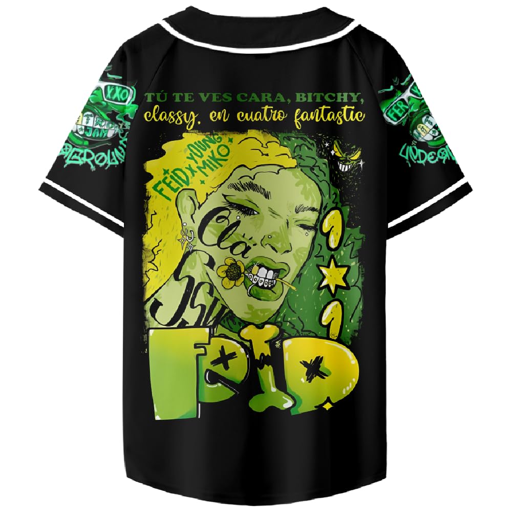 Feid Ferxxo - Camiseta de béisbol Harajuku con botones finos, uniforme de béisbol