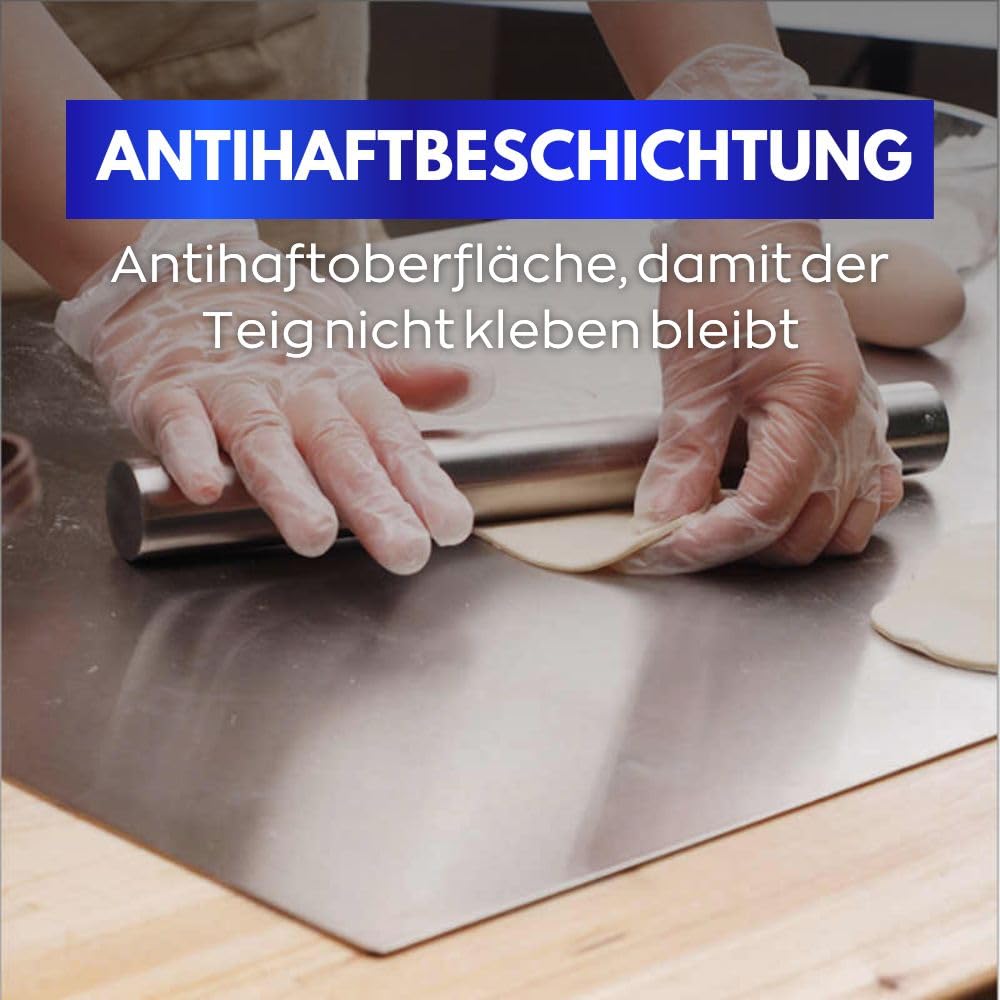 INOXLM Schneidebrett Edelstahl zum Kneten, Edelstahl Arbeitsplatte verschiedene Größen für Küche, Bar, Restaurant, knetbrett edelstahl mit ständer Falten und Etagere