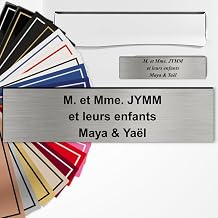 Personalised Letter Box Plaque 1 to 3 Lines Brushed Steel/Black | Laser engraving, anti-UV PVC, 10x1 cm, 1 to 3 lines, adhesive installation without drilling, indoor/outdoor, made in France