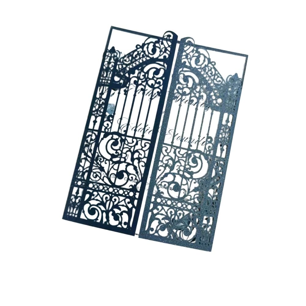 Cancello di inviti di nozze blu navy design floreale matrimonio cerimonia di fidanzamento invito 25 pezzi (12,4 x 18 cm, blu navy)