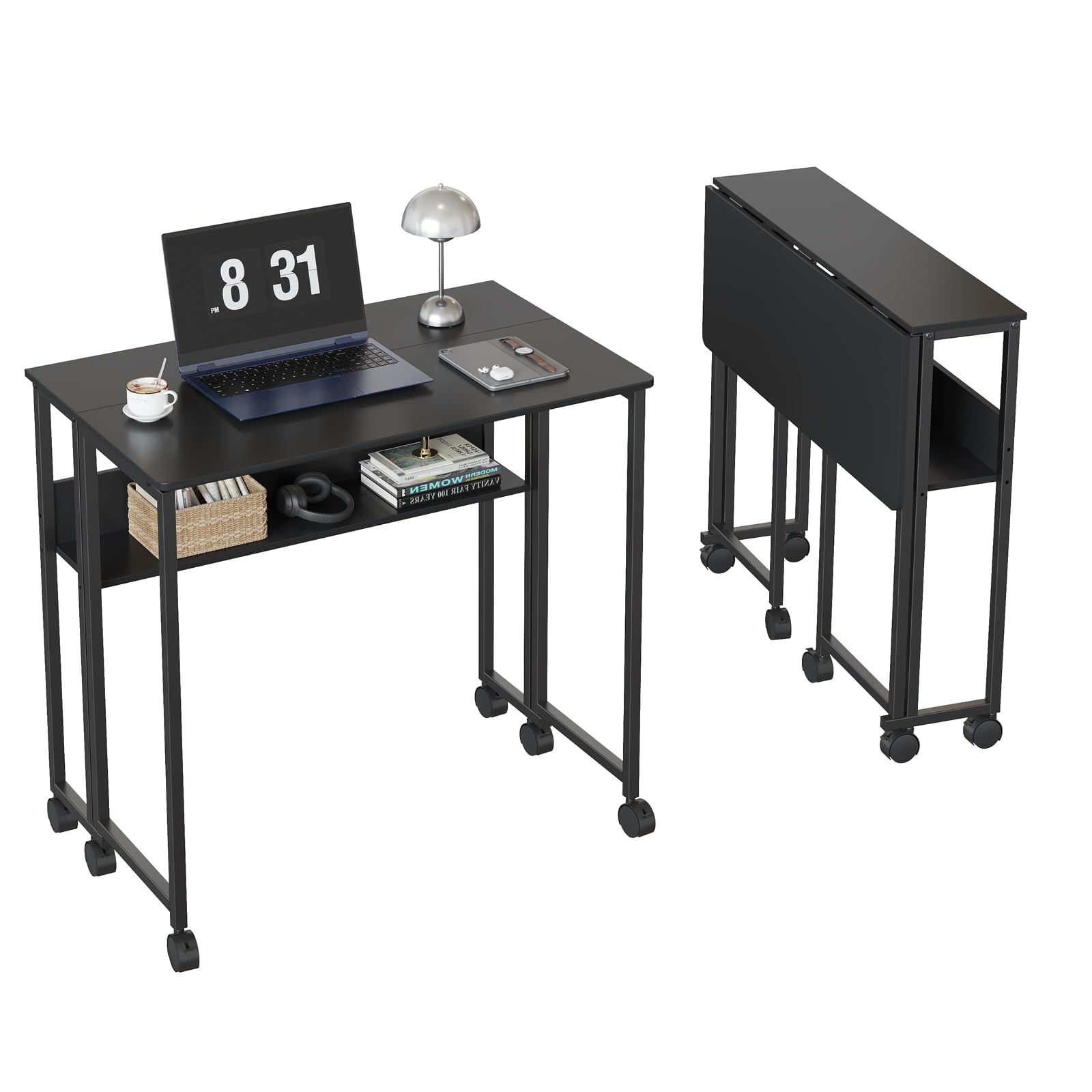 GarveeTech Bureau Pliant sur roulettes 50×63×75 cm