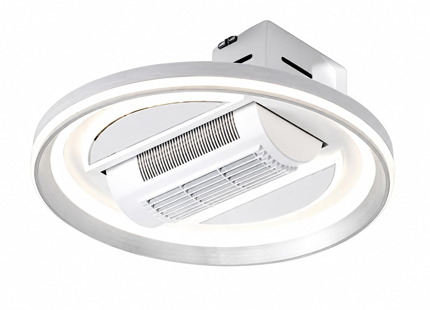 COOLAIR Smart Luxury Bladeless Ceiling Fan | Round Blower Design | 600x600mm Sweep Ceiling Fan With Remote Control | 3 Colour LED Light | Suitable For Living Room Bedroom Hall Hotel Restaurant | White-image-32
