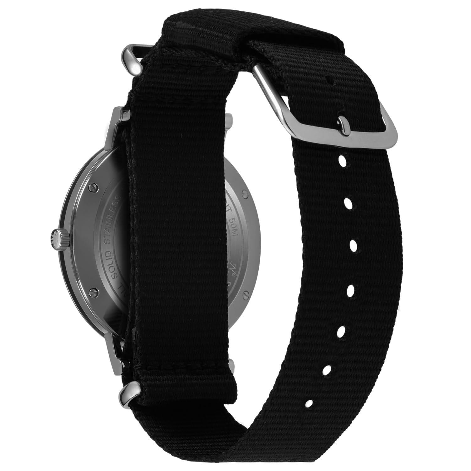 René Mouris L'Emporter Quarzuhren Für Herren – 41MM Klassische Uhr Aus 316L Edelstahl – Mineralglas Mit Saphirbeschichtung – 50M wasserdichte Armbanduhr Mit Nylonarmband.