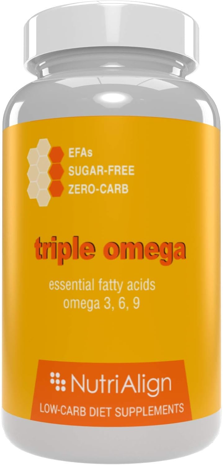 NutriAlign Triple Omegas LowCarb Diet Supplement. Essential Omega Oils 3, 6 and 9