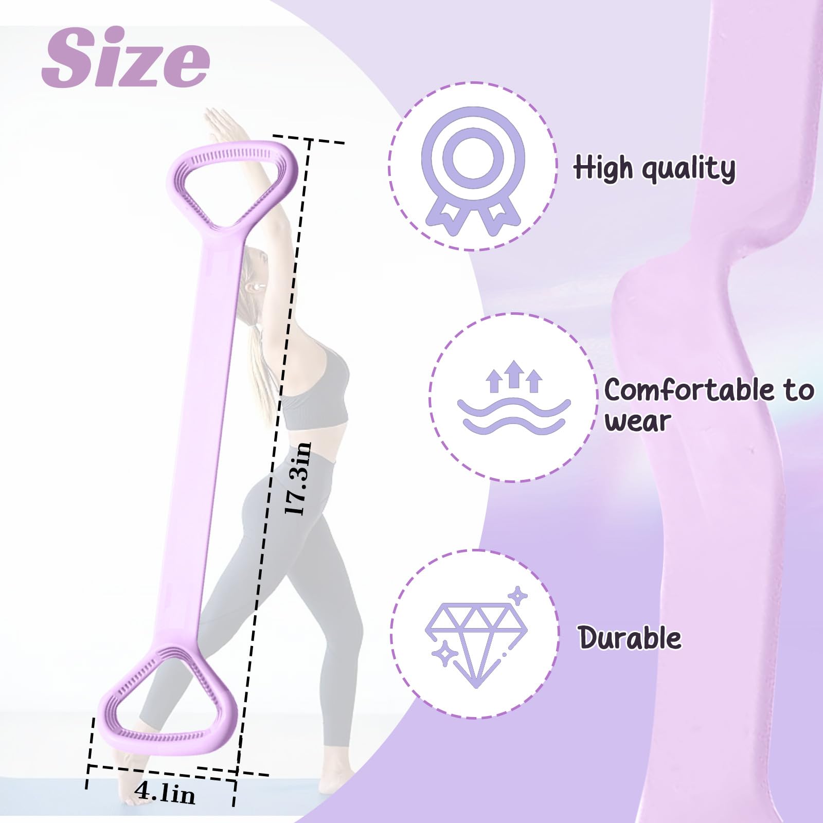 Banda de resistencia, figura 8, bandas de resistencia para fitness, bandas de entrenamiento para mujeres con asas, bandas elásticas para terapia física, yoga, pilates, color morado