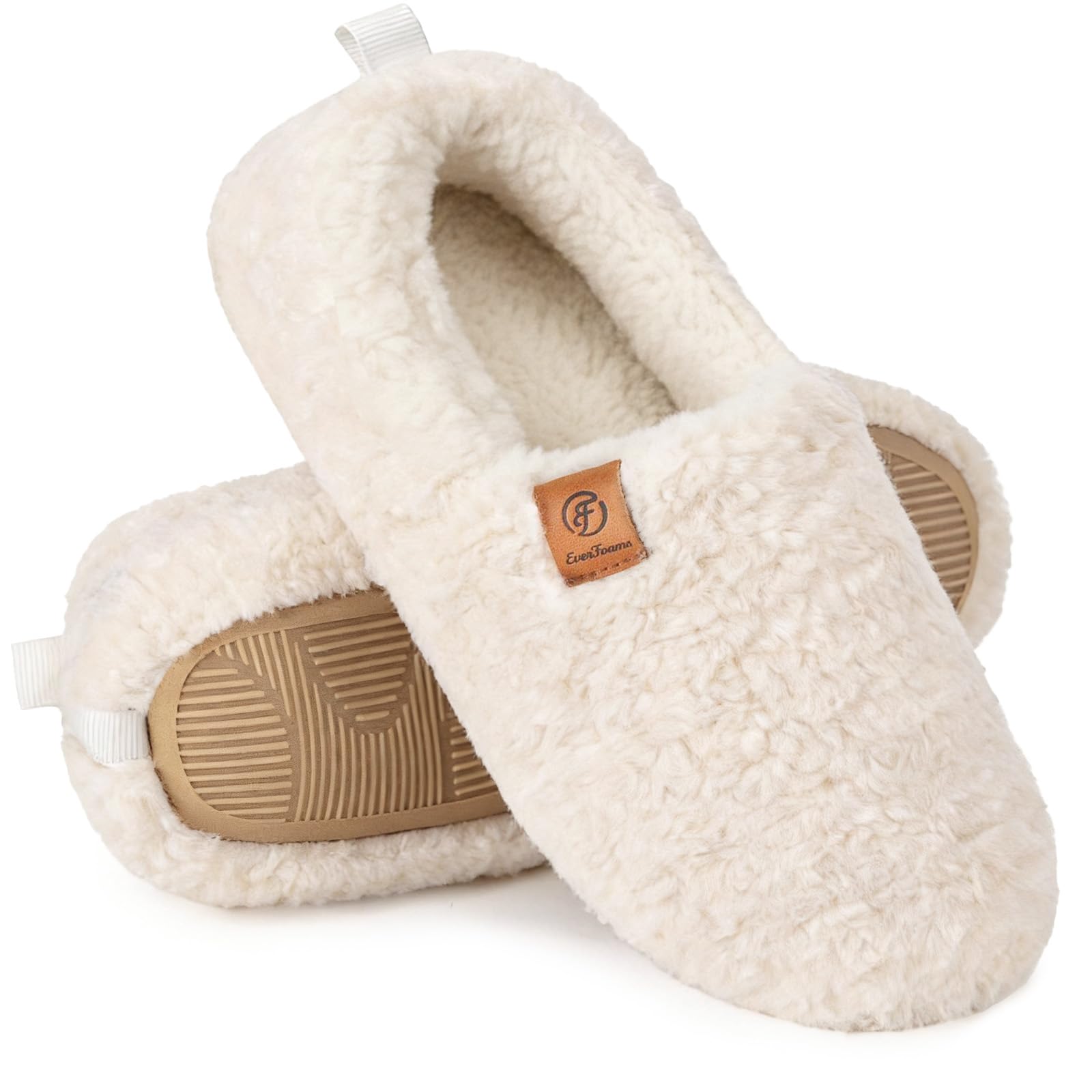 EverFoams Damen Winter Warme Hausschuhe Kunstwolle Memory Foam Geschlossen Pantoffeln