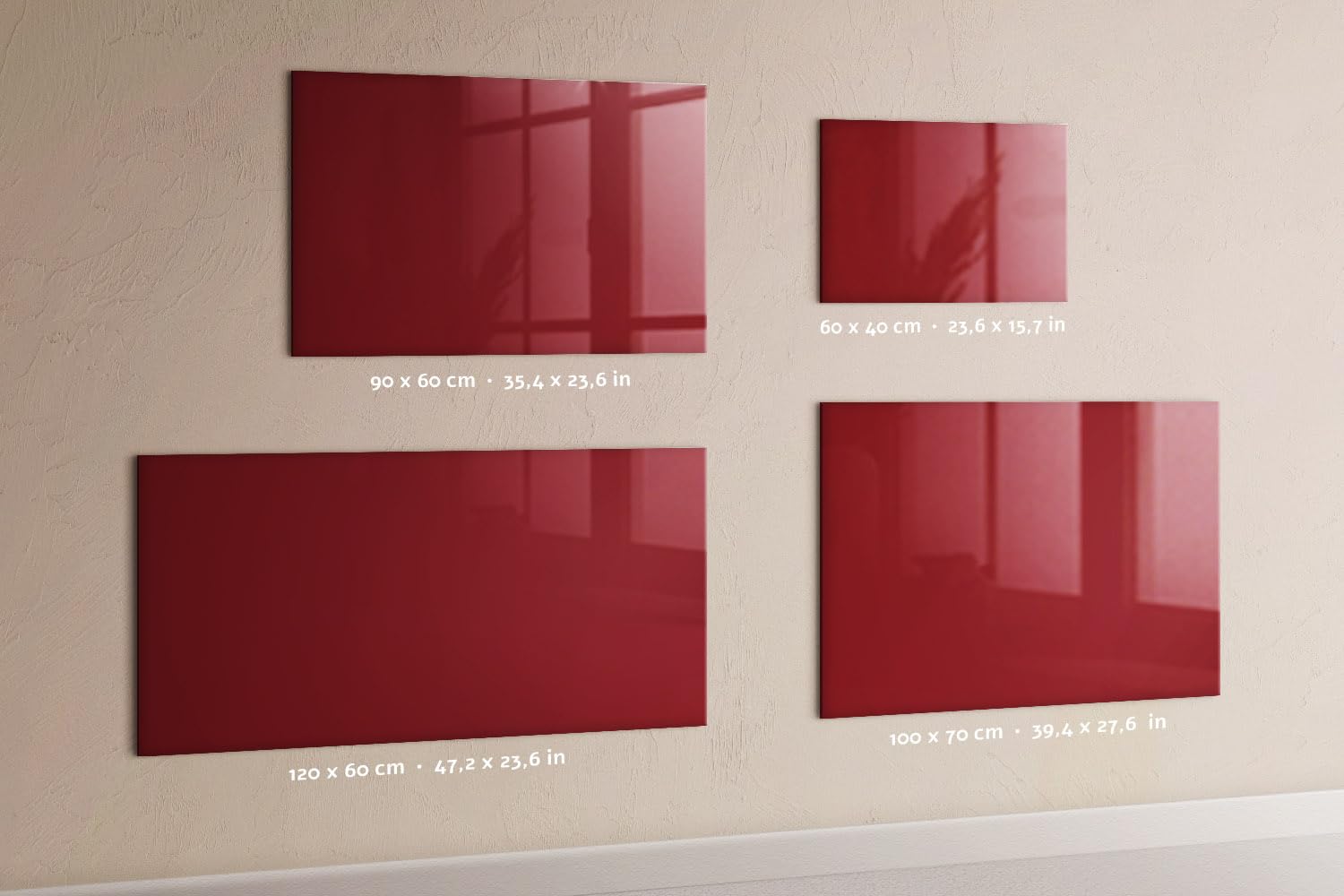 Menú y Pizarra Magnética para Restaurantes y Cafeterías 90x60 color rojo | Tablero Imantado | Cristal Templado | Mural de Pared | Placa de Acero | Cartelera Informativa | Organizador de Tareas