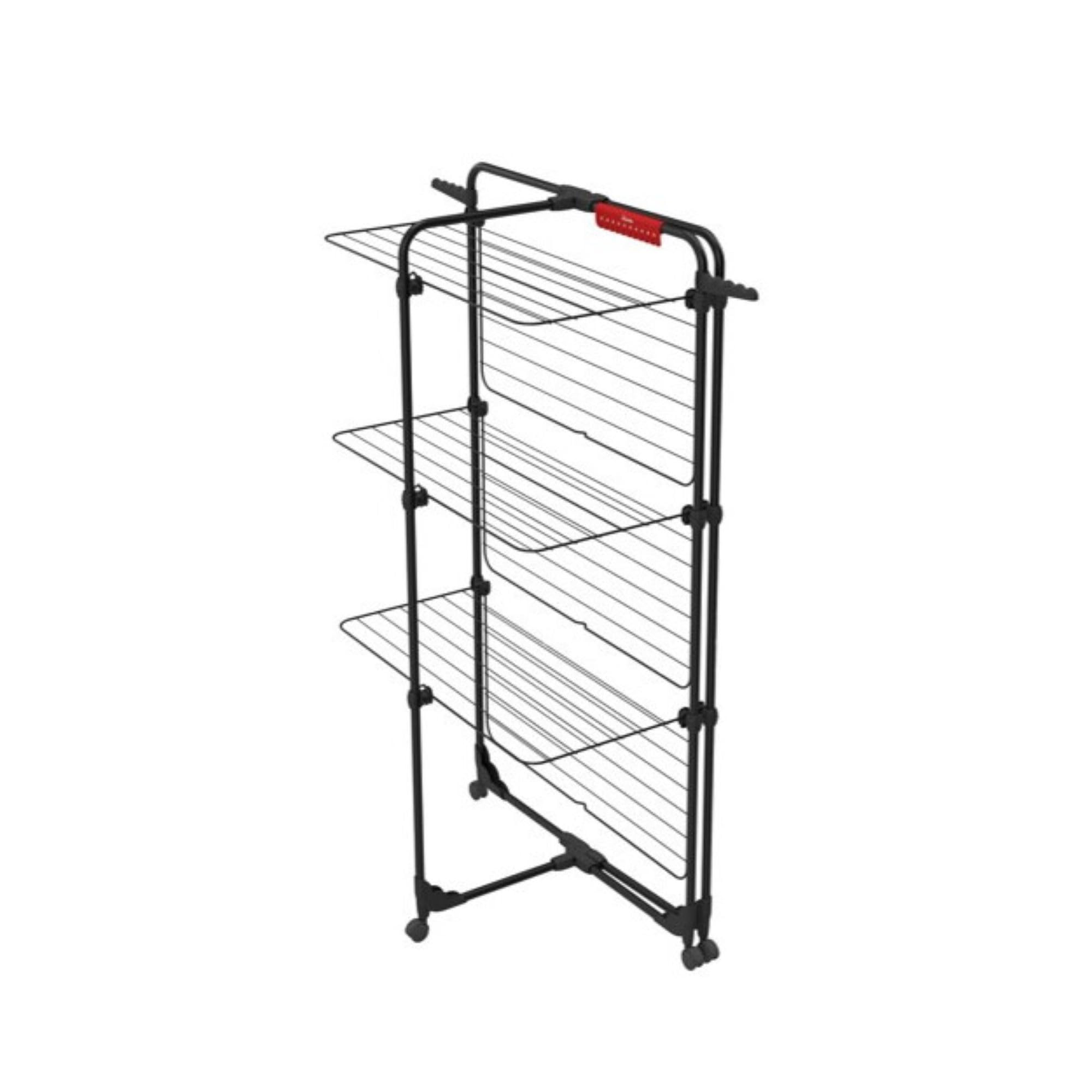 Vileda Séchoir Mixer3 Ultimate de Black Edition | Longueur de séchage de 30 mètres | Flexible | Facile à déplacer et à Transporter | roulettes pivotantes | Porte Chaussettes