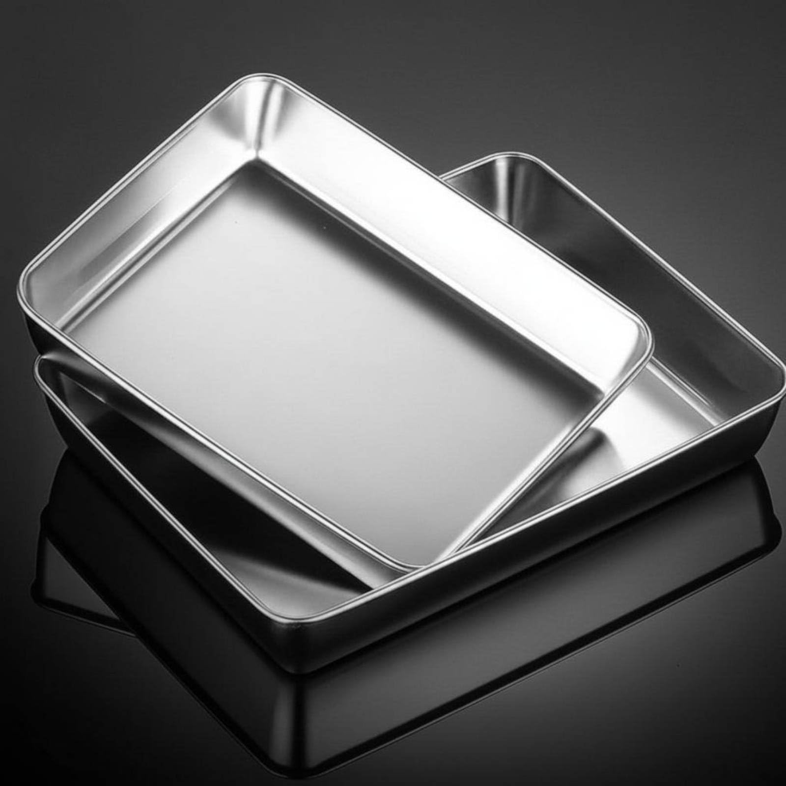 Bandeja Rectangular de Acero Inoxidable Resistente a la Corrosión Bandeja Profunda de Acero Multiusos para Cocina, 45x35x15cm, Lavabo Profundo