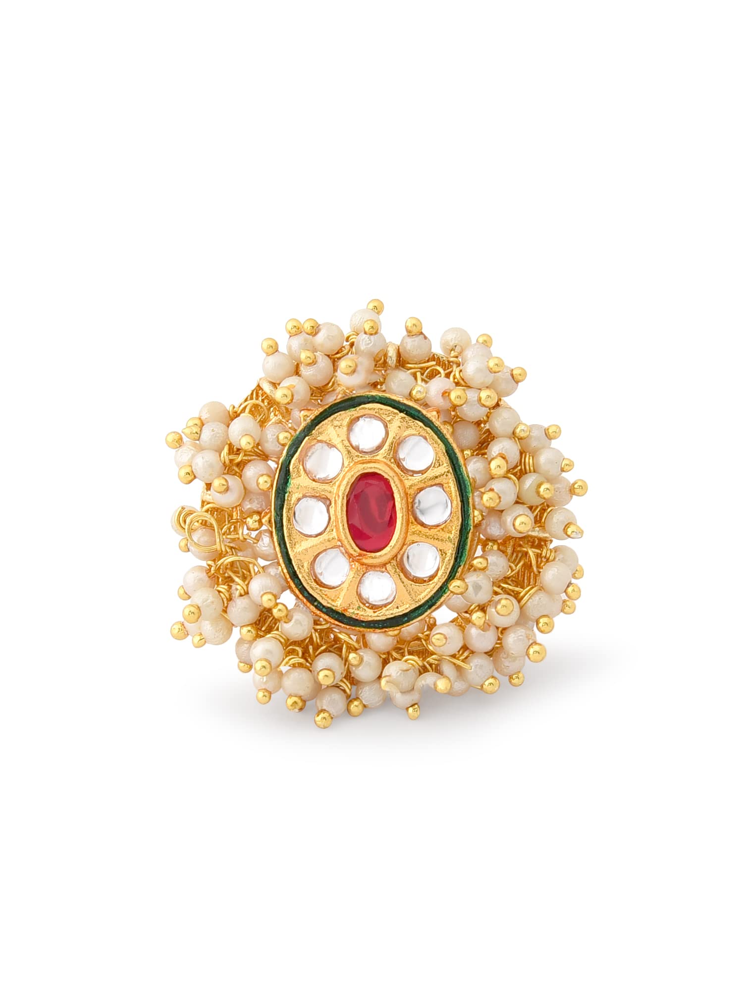 ZAVERI PEARLS Gold Tone Ethnic Cluster Pearls Kundan Adjustable Finger Ring For Women-ZPFK12184 (B09RGB86Y5) Amazon Price History, Amazon Price Tracker