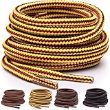 Miscly Round Boot Laces [3 Pairs] Heavy Duty and Durable Shoelaces for Boots, Work Boots & Hiking Shoes