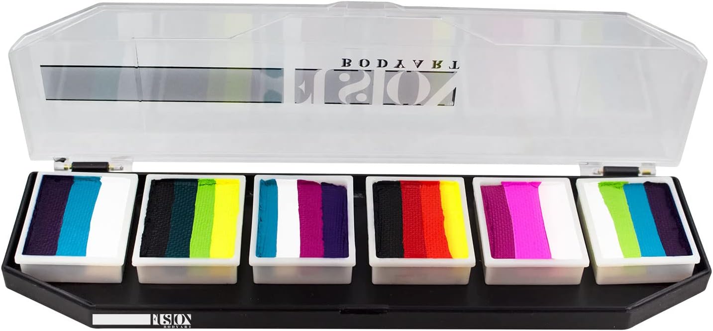 Professional Face Painting Palette Rainbow Burst | Safe & Non-Toxic Water Activated Face Paint Kit | Gift & for Birthday Parties