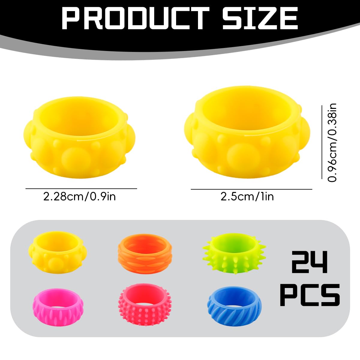 Lotsdonxia 24PCS Multicolor Silicone Fidget Rings for Kids - Quiet Sensory Spinner Toys for Stress Relief Focus & Classroom Prizes - Image 2