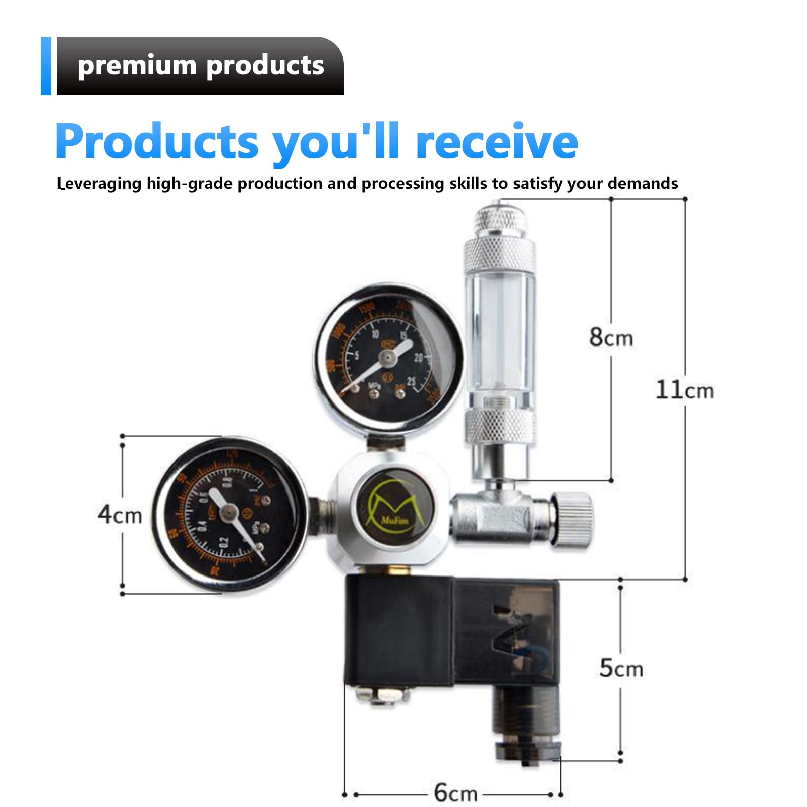 Aicharynic Riduttore di pressione di CO2, regolatore di CO2 per acquari, display a doppio occhio, interfaccia W21.8, riduzione di pressione di CO2, acquario con valvola a solenoia, contatore di bolle