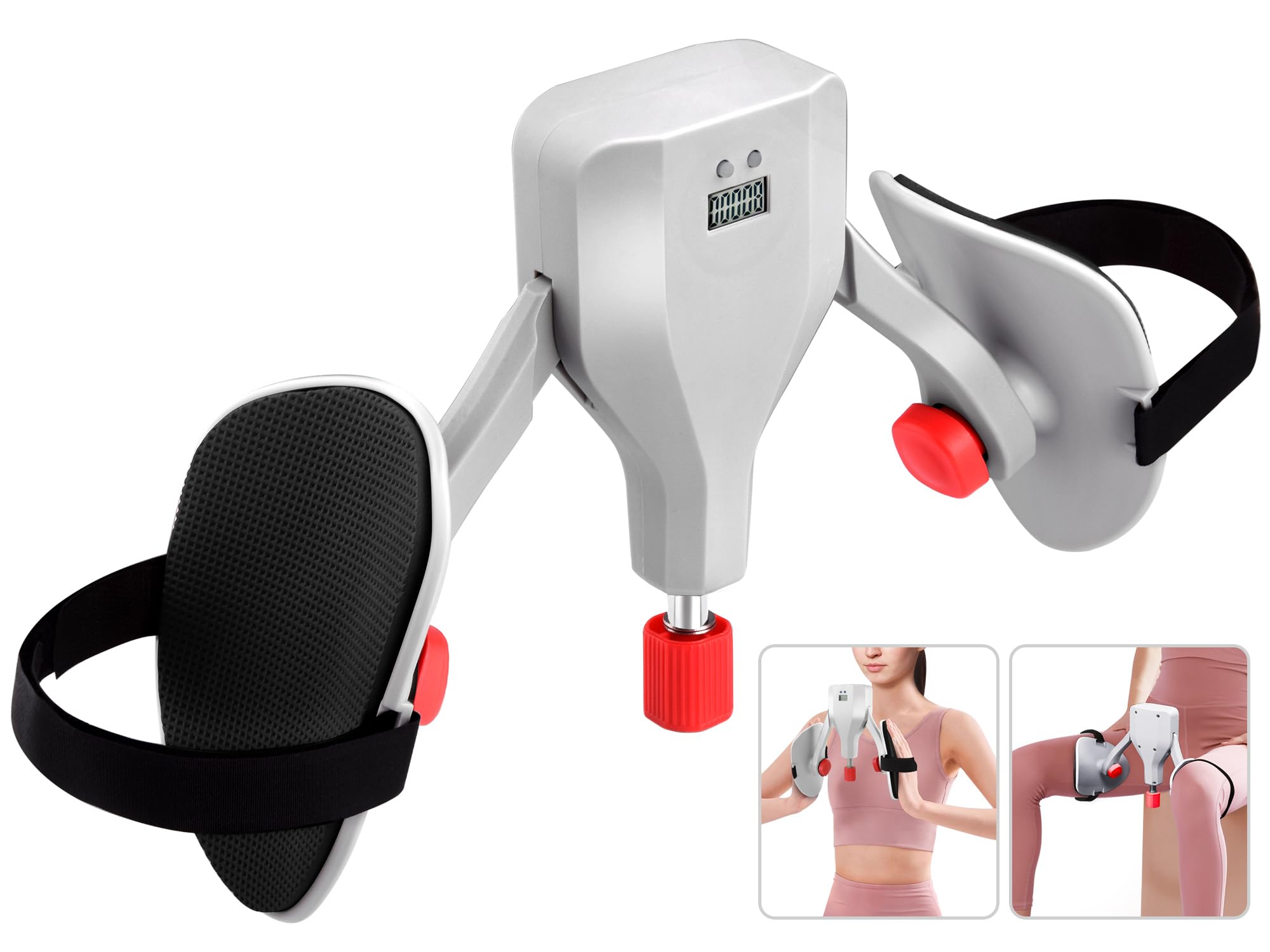 Thigh Hip Strength Trainer ,Pelvic Floor Muscle Repair Trainer with 77LBS Adjustable Resistance&Counter. Strength Home Gym Workout Equipment for Thigh,Hip,Arm,Leg.Silver