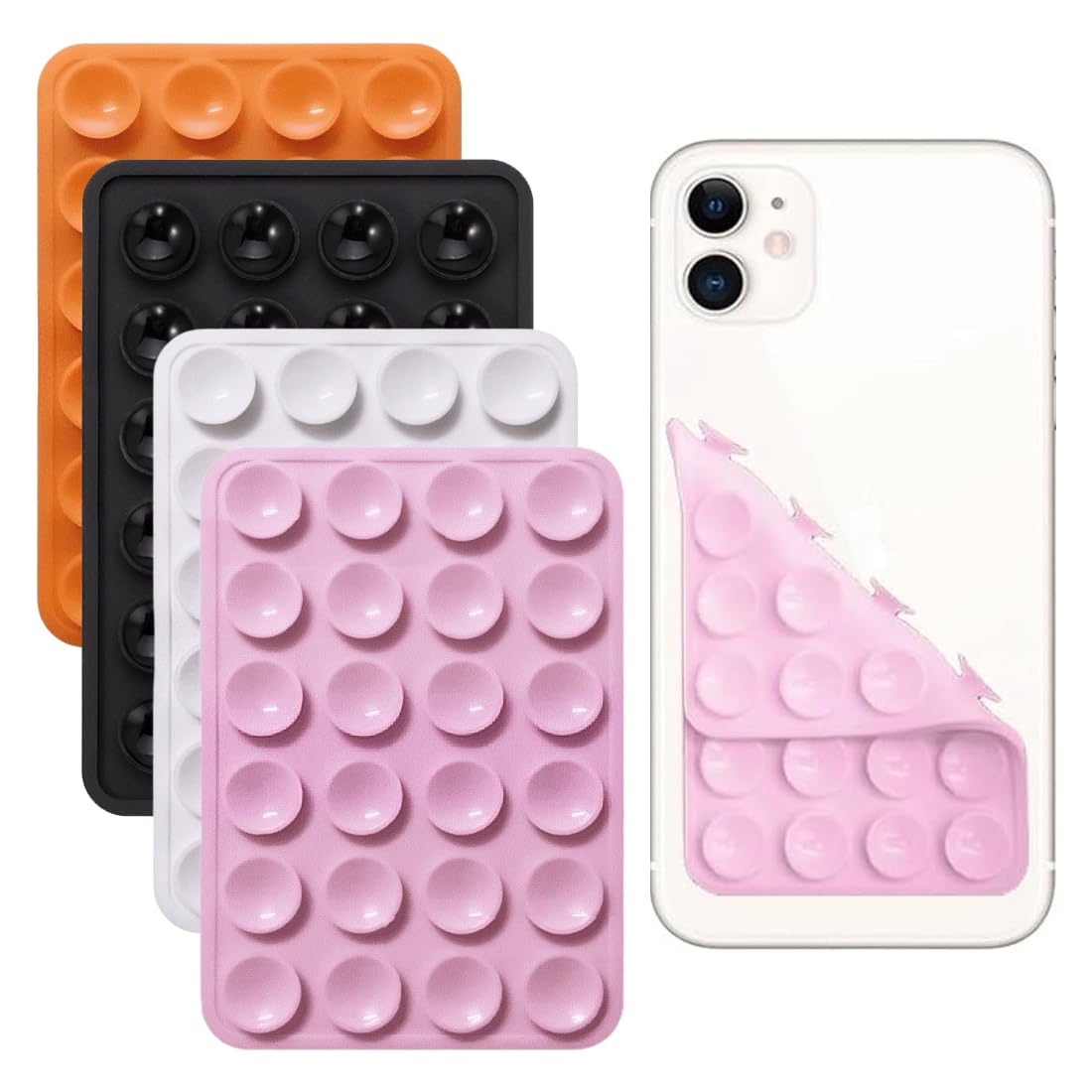 4 Pièces Ventouse Téléphone Portable double face en silicone Ventouse Silicone Coque Qui Adhère Au Mur Support mains libres pour miroir de douche et poignée à selfie de voiture