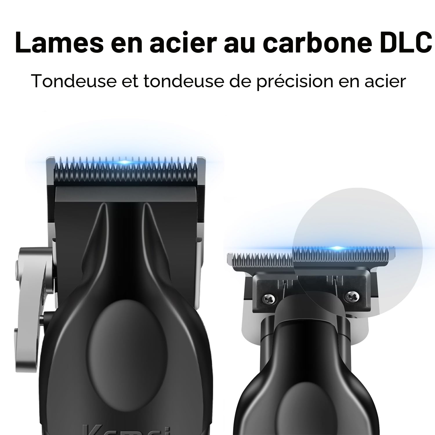 KEMEI Tondeuse à cheveux professionnelle sans fil pour homme, rasoir électrique en aluminium, kit de coupe