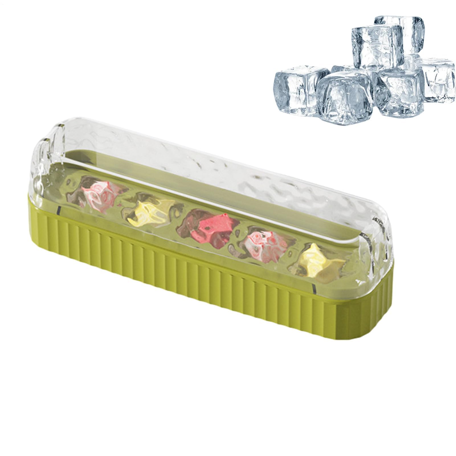 Bac à glaçons, Moule à bac glaçons – Empilable de grande capacité Bac avec couvercle(Green,S)
