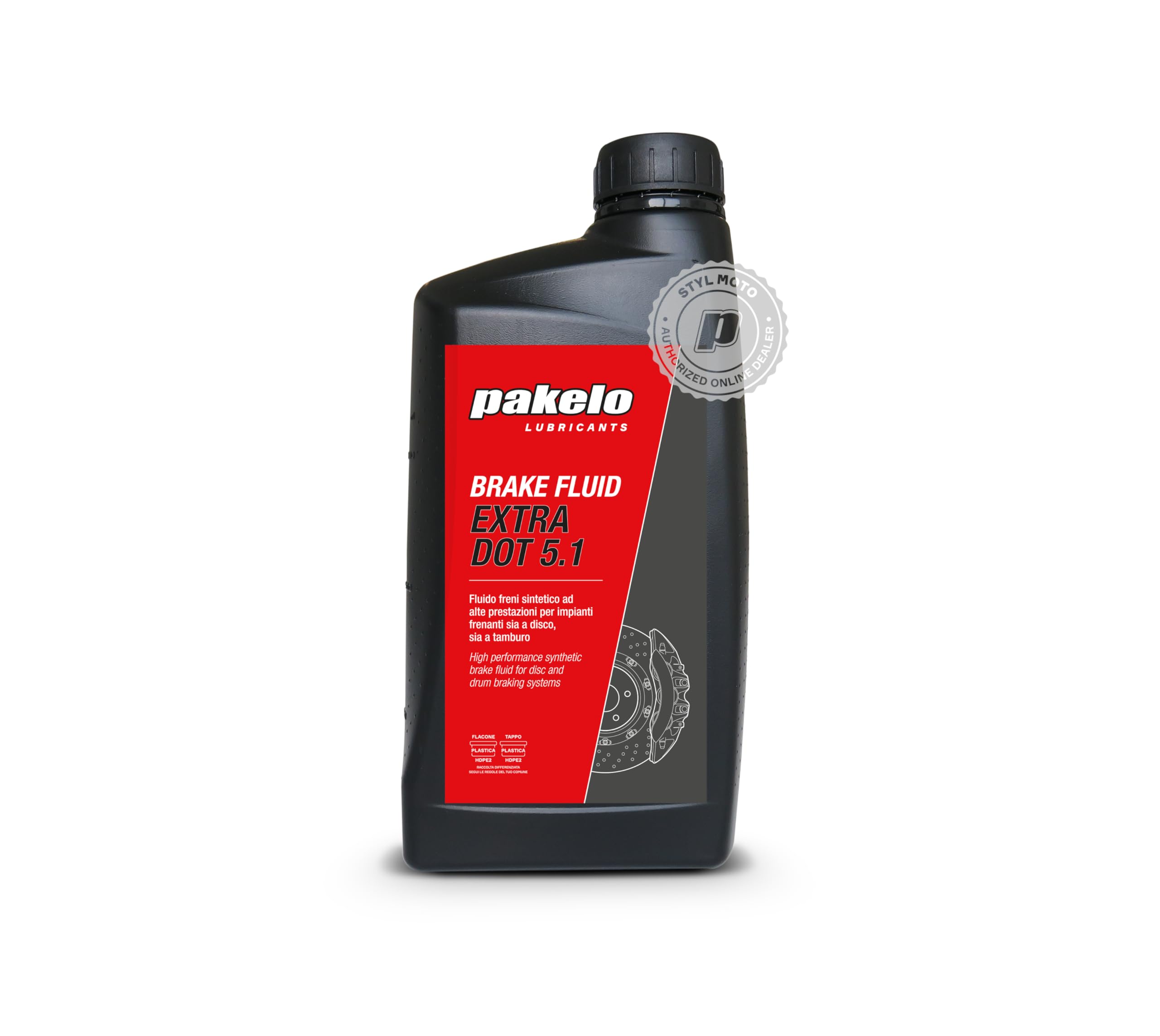 OLIO LUBRIFICANTE FRENI PER AUTO PAKELO SINTETICO BRAKE FLUID EXTRA DOT 5.1 (2 LITRI)
