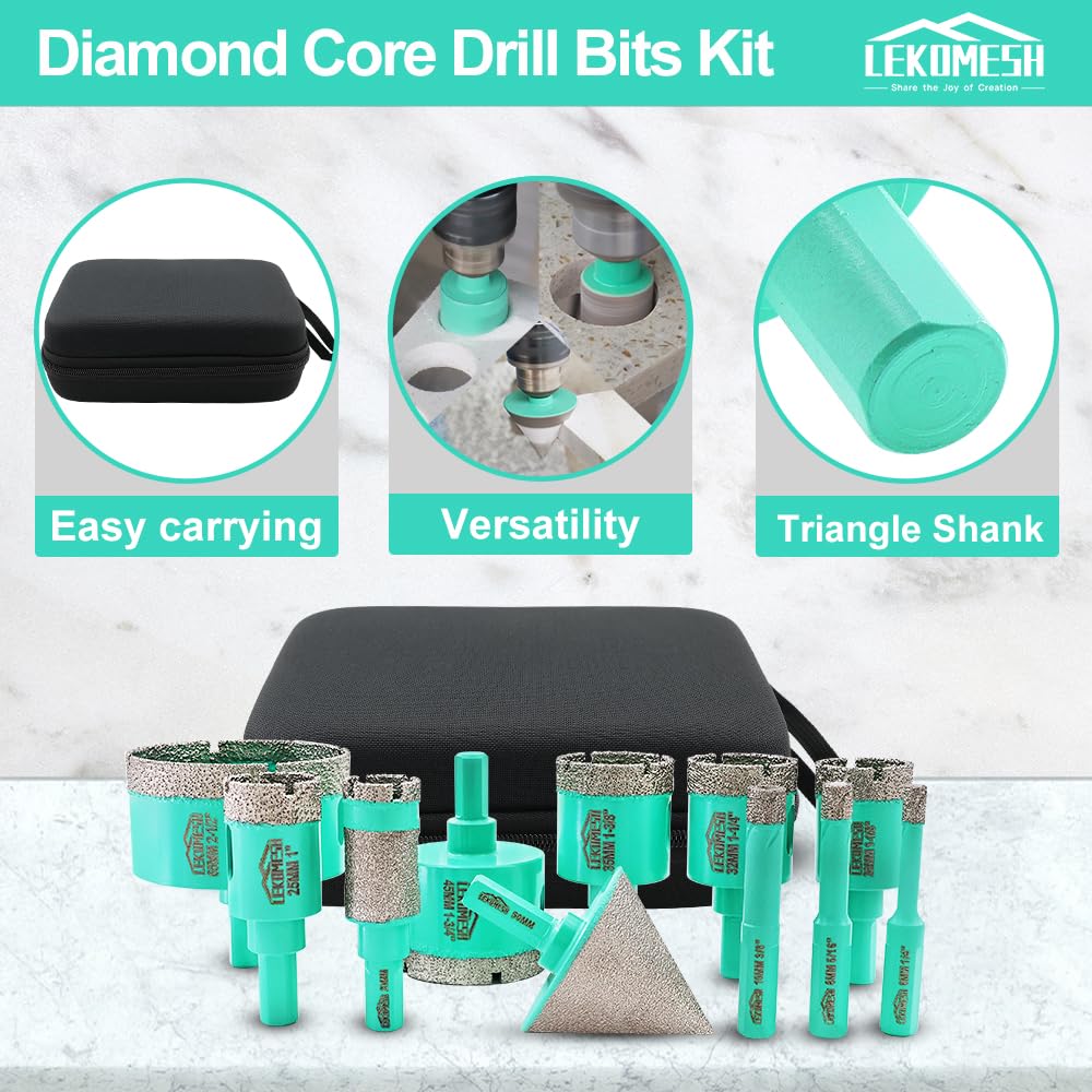 Kit per sega a tazza per piastrelle (6/8/10/25/28/32/35/45/65 mm+punta per trapano da 20 mm + punta per smussatura da 50 mm) punte diamantate per porcellana, ceramica, marmo, mattoni, cemento