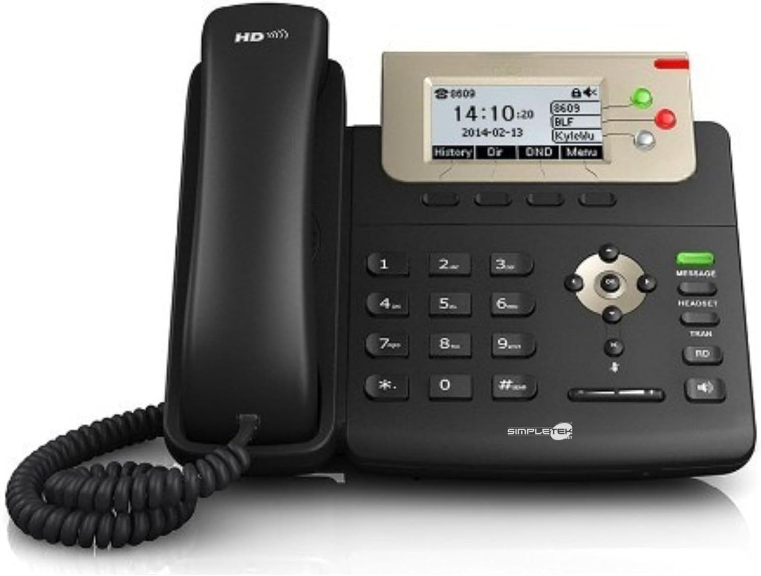 SIMPLETEK - Profesjonalny telefon IP VoIP PoE | 3 konta SIP, Audio HD, 2 x Gigabit Ethernet, podświetlany wyświetlacz