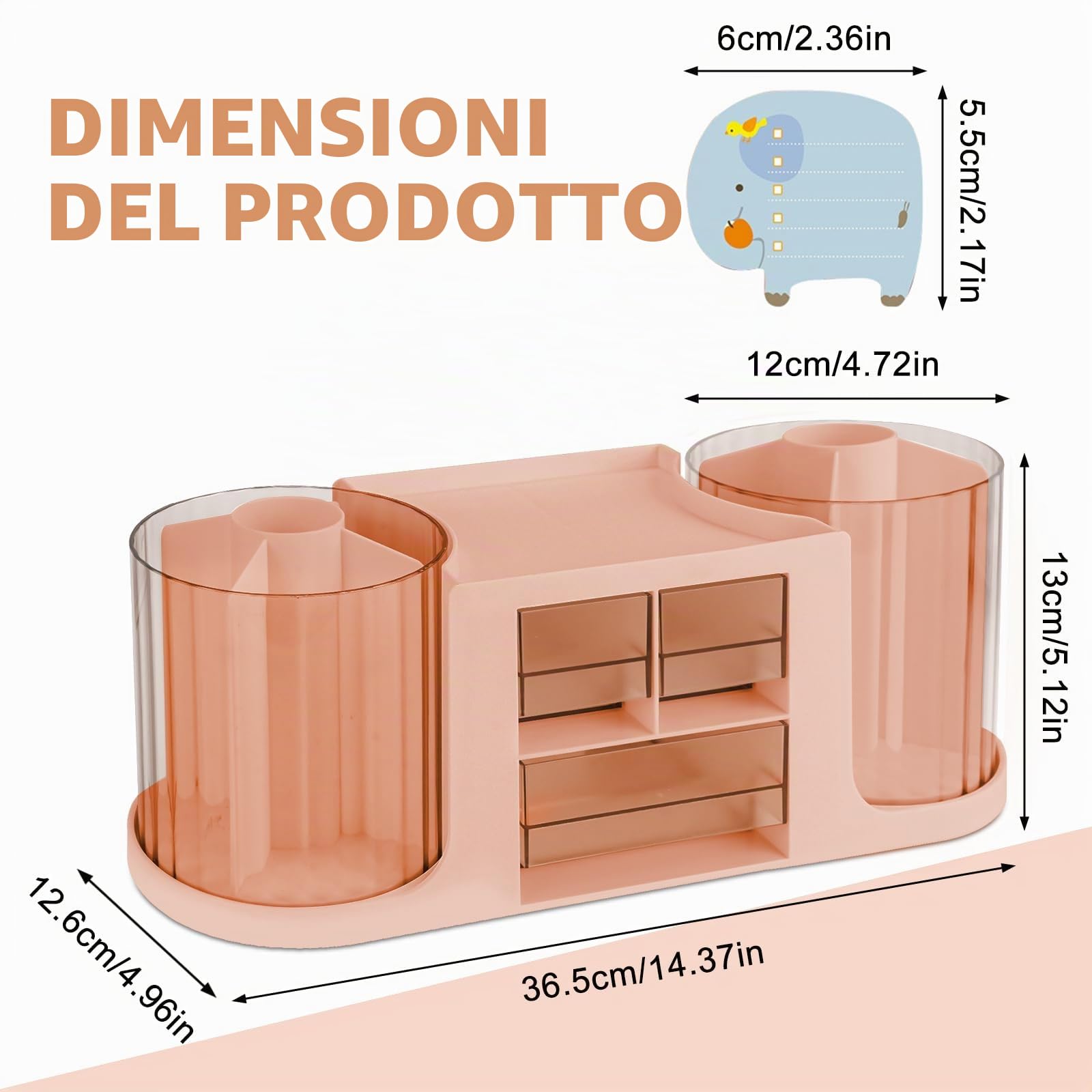 RETON Organizer da scrivania girevole con 2 portapenne, organizer multifunzione con 3 cassetti, 10 scomparti, portapenne per scrivania, scuola, casa, ufficio