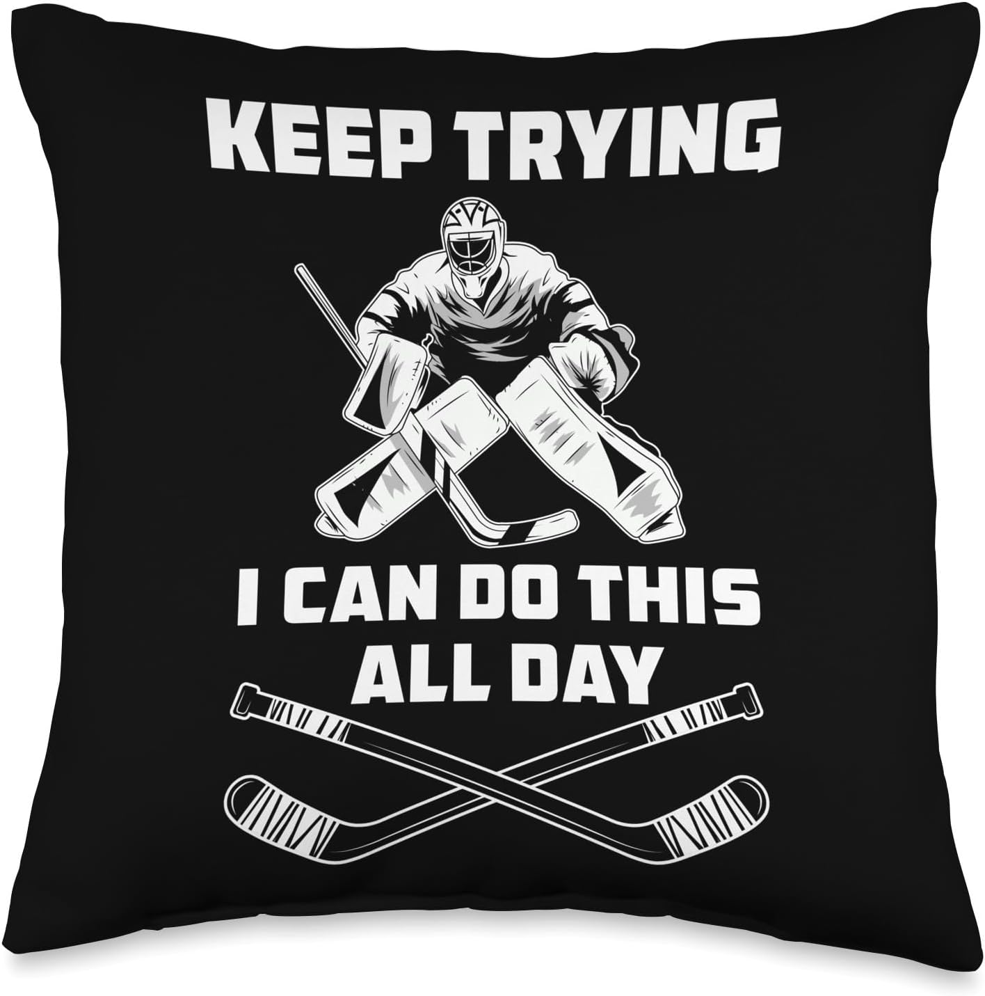Funny Ice Hockey Goalie Throw Pillow
