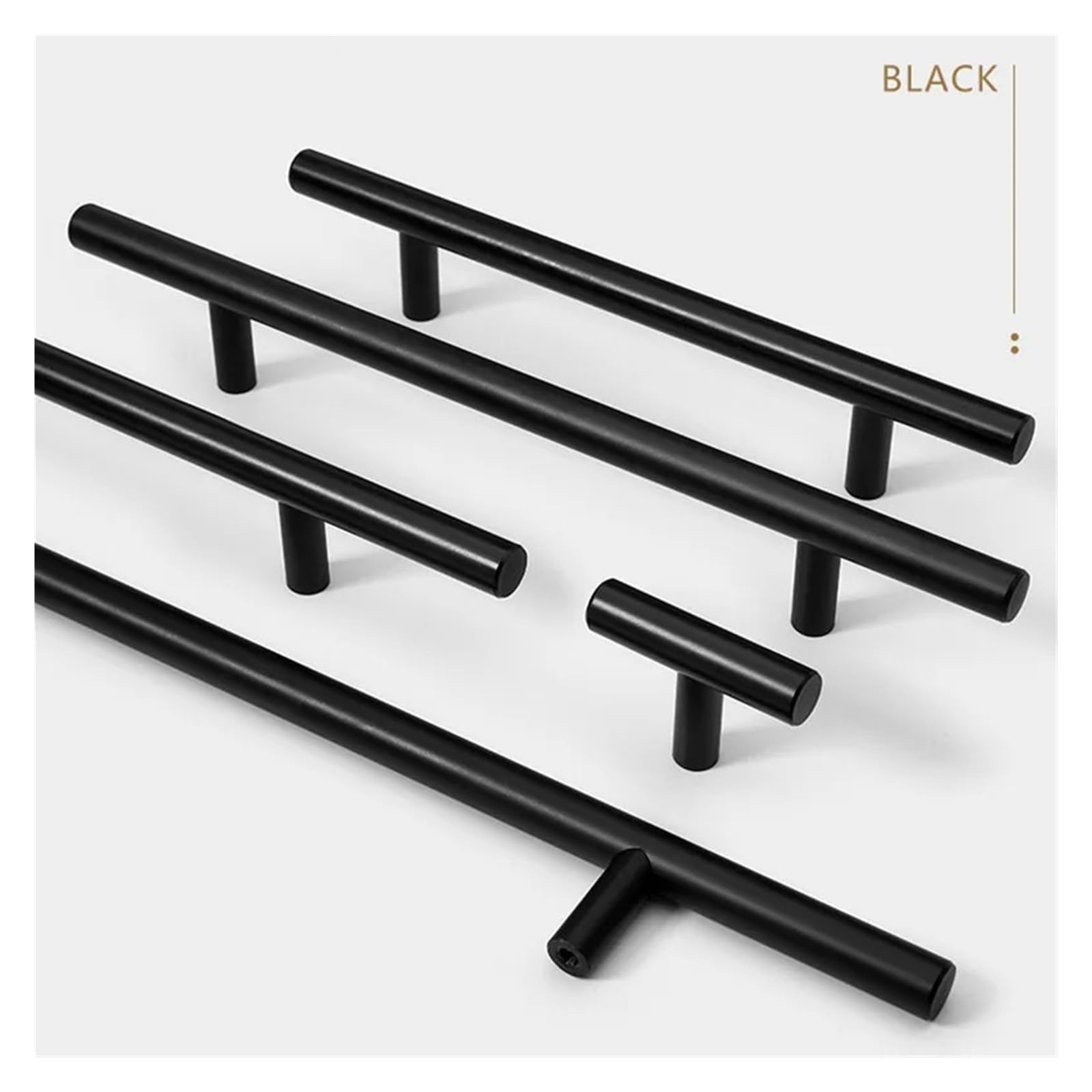 Tiradores de Muebles de Cocina 10 pomos de manija recta acero inoxidable cepillado for puertas cocina(Black 320mm)