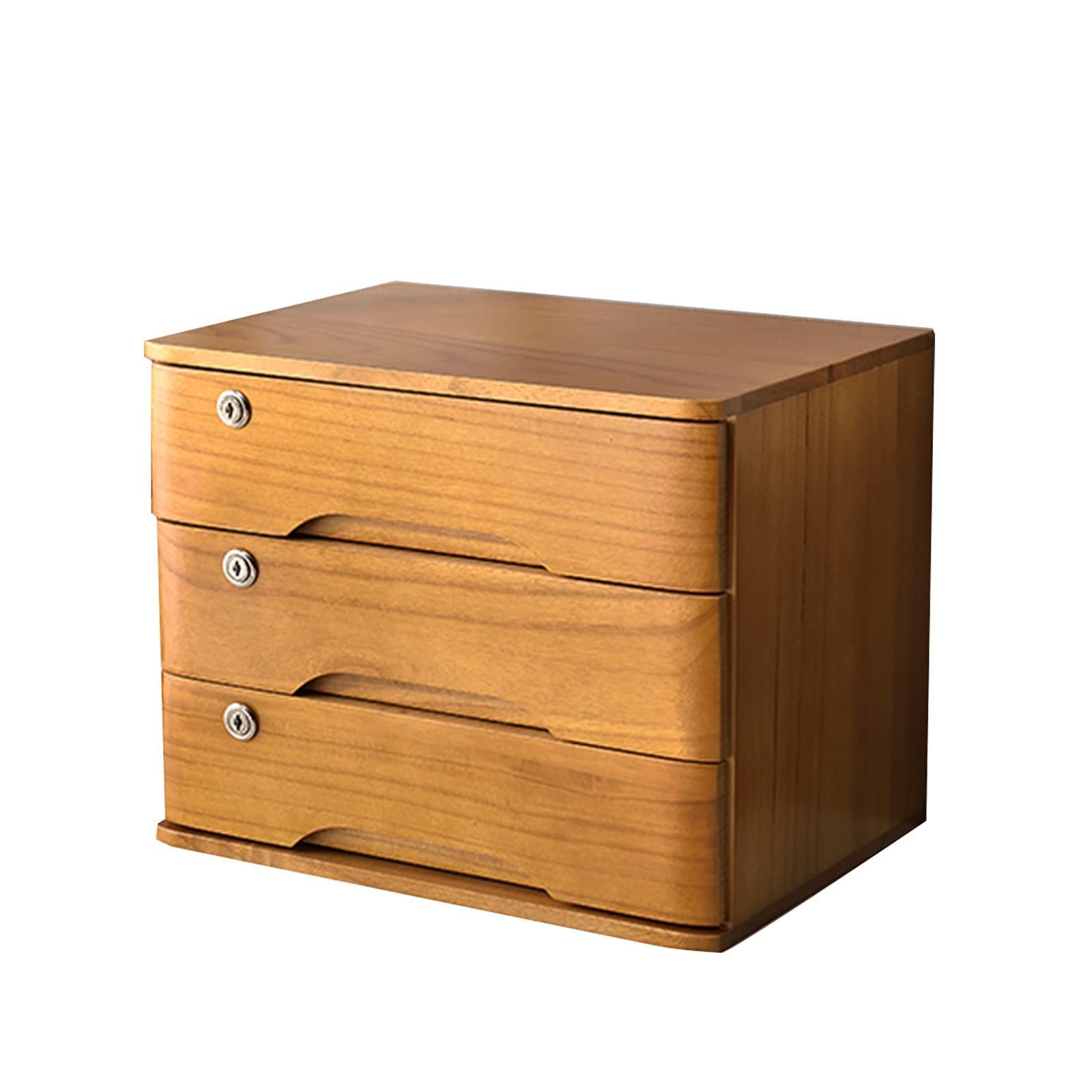 ASerZenith Wooden Desktop File Cabinet With Lockable Drawers For Nizing Office Supplies A4/Receipt File Nizer Shelf For Desk Nization,3 Layer
