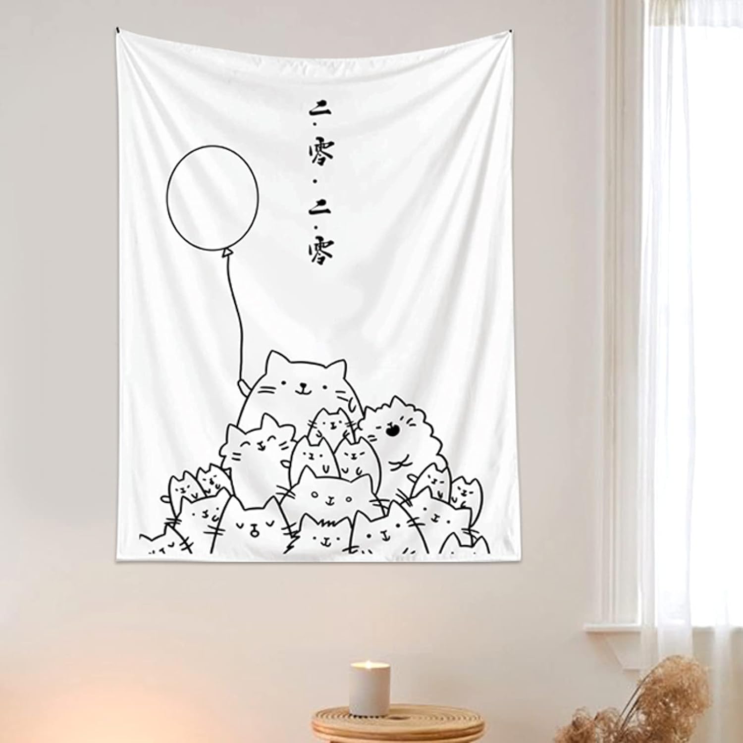 タペストリー 韓国 猫 オシャレ インテリア ウォールアート壁飾り 多機能壁掛け 新居祝い 窓カーテン 個性ギフト 線画 モダン アート カラー 背景布 癒し 部屋 飾り付け 小物 95 70b 布 贈り物 誕生日 パーティー 年間定番
