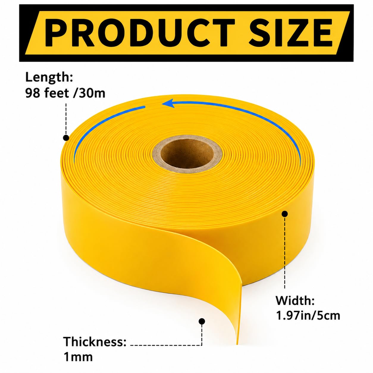 30 Meter Bodenmarkierband,Stärke 1.1mm,Robustes Sicherheitswarnband,Selbstklebendes Industriewarnband Für Lagerhallen,Fabriken,Gabelstaplerbereiche und Stark Frequentierte Bodenflächen(5cm,Gelb)