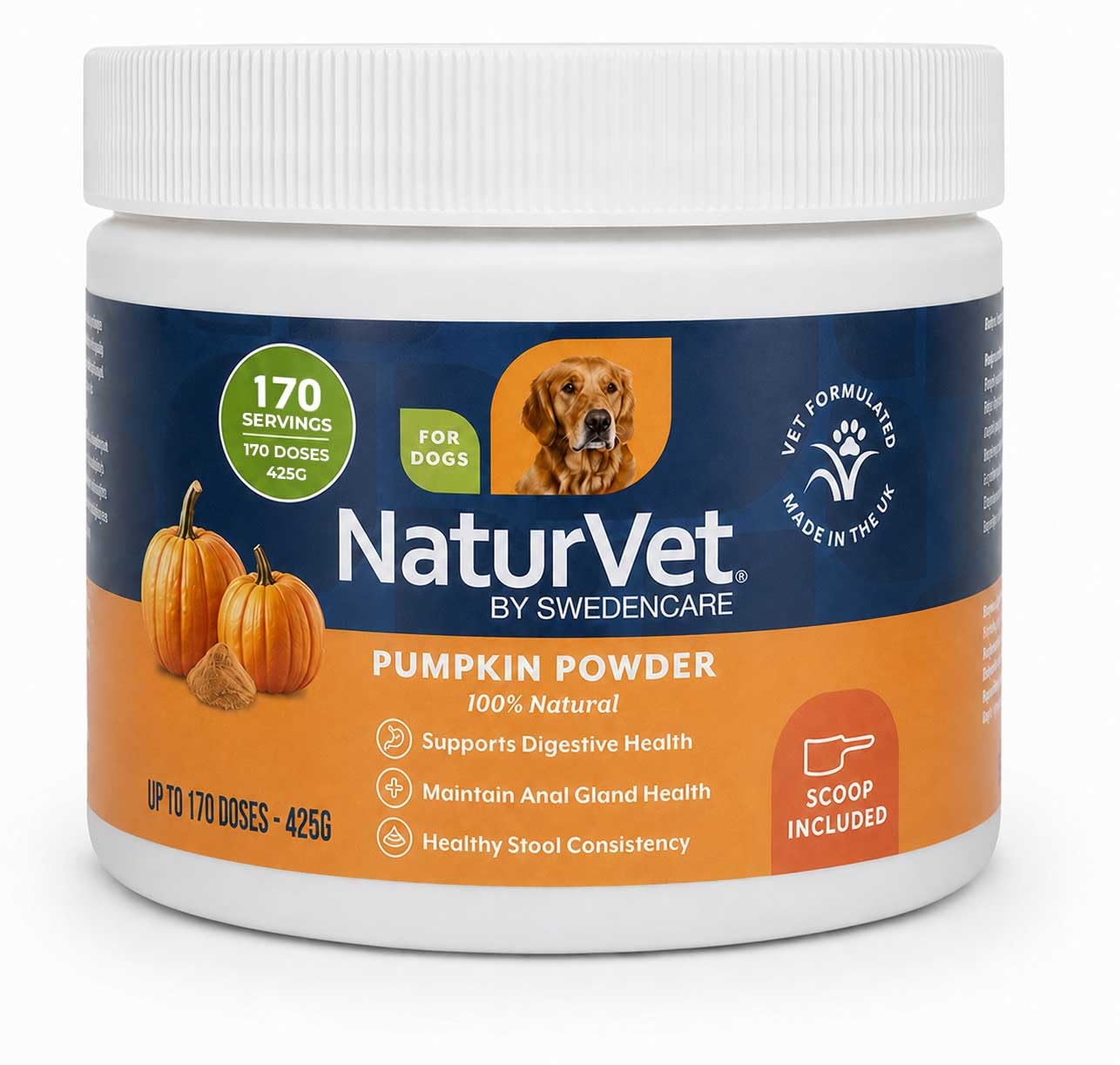 NaturVet Pure Pumpkin Powder for Dogs – 425g
