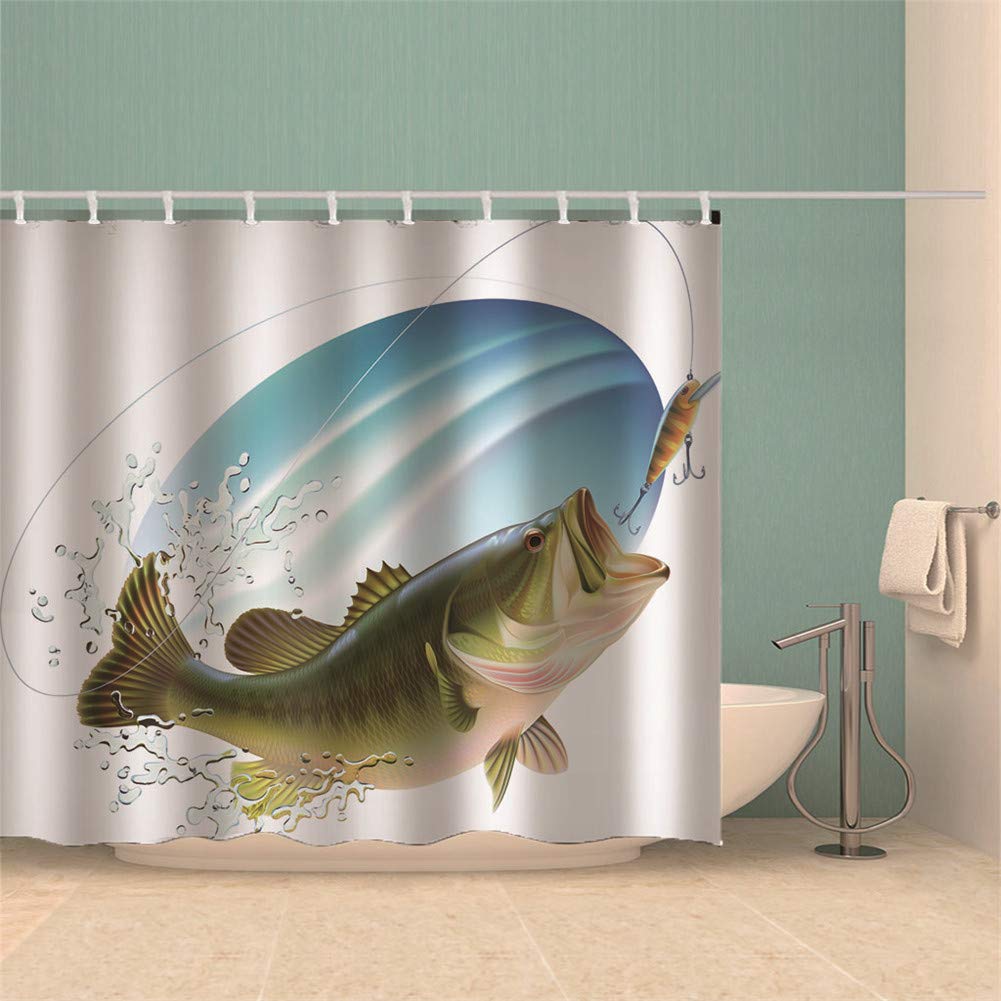 Chickw11 Tende da Doccia Impermeabile Antimuffa Tenda da Bagno con 12 Ganci Poliestere 3D Stampato Estate Spiaggia Decorativa Tenda della Vasca da Bagno (Spiaggia Estiva,90x180cm