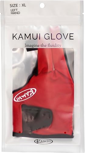Miniatura 4 de Kamui - Guante de billar rojo para mano izquierda o derecha, tela de secado rápido, palma antideslizante, dedos abiertos, puño corto
